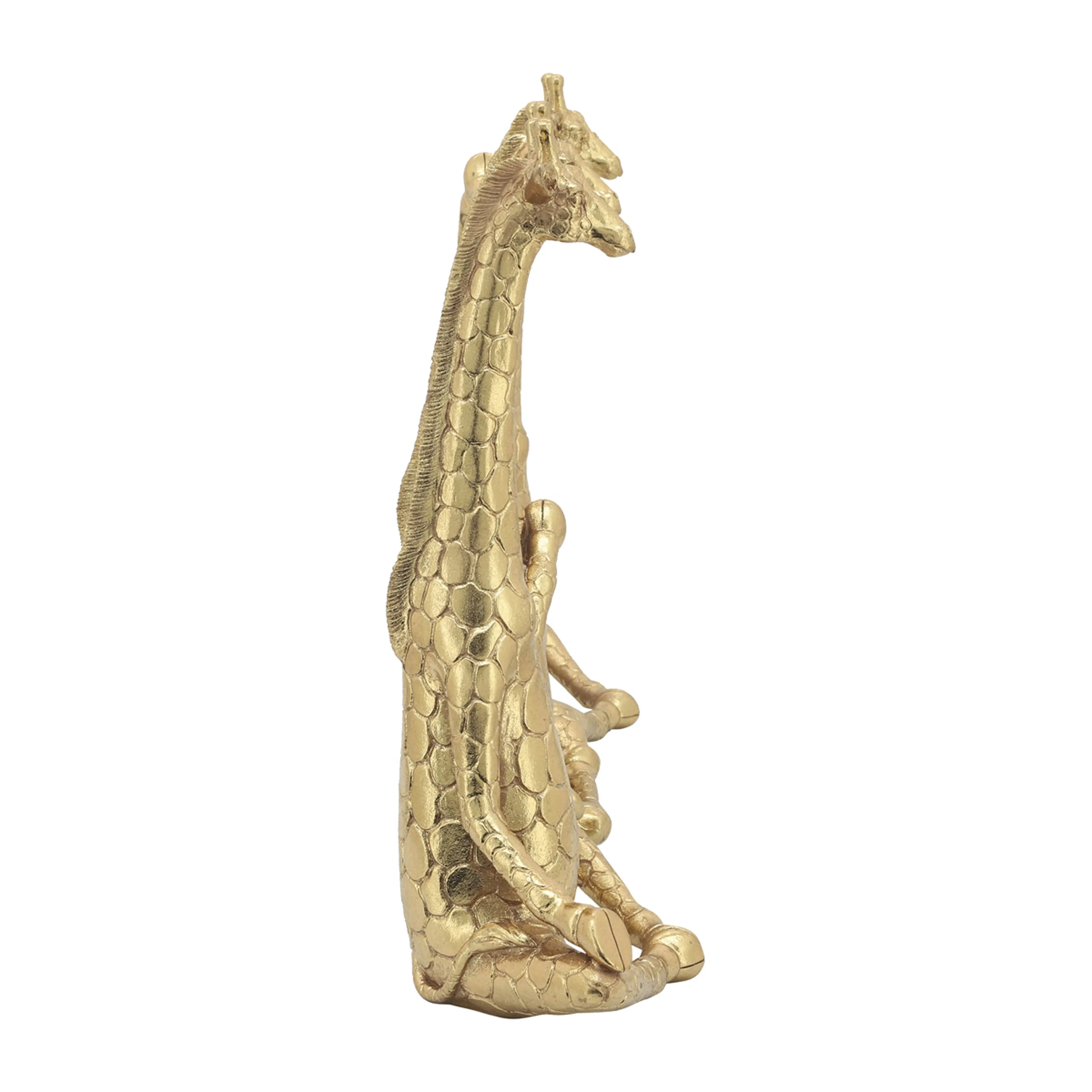 POLYRESIN,S/3,12"H, YOGA GIRAFFE, GOLD