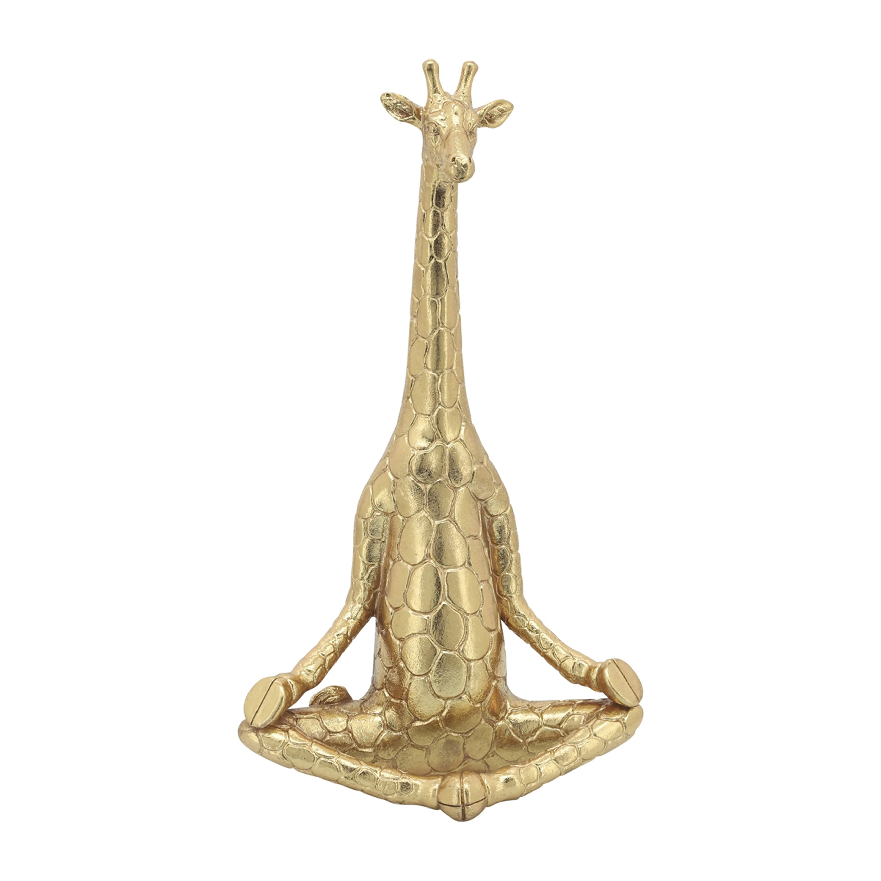 POLYRESIN,S/3,12"H, YOGA GIRAFFE, GOLD