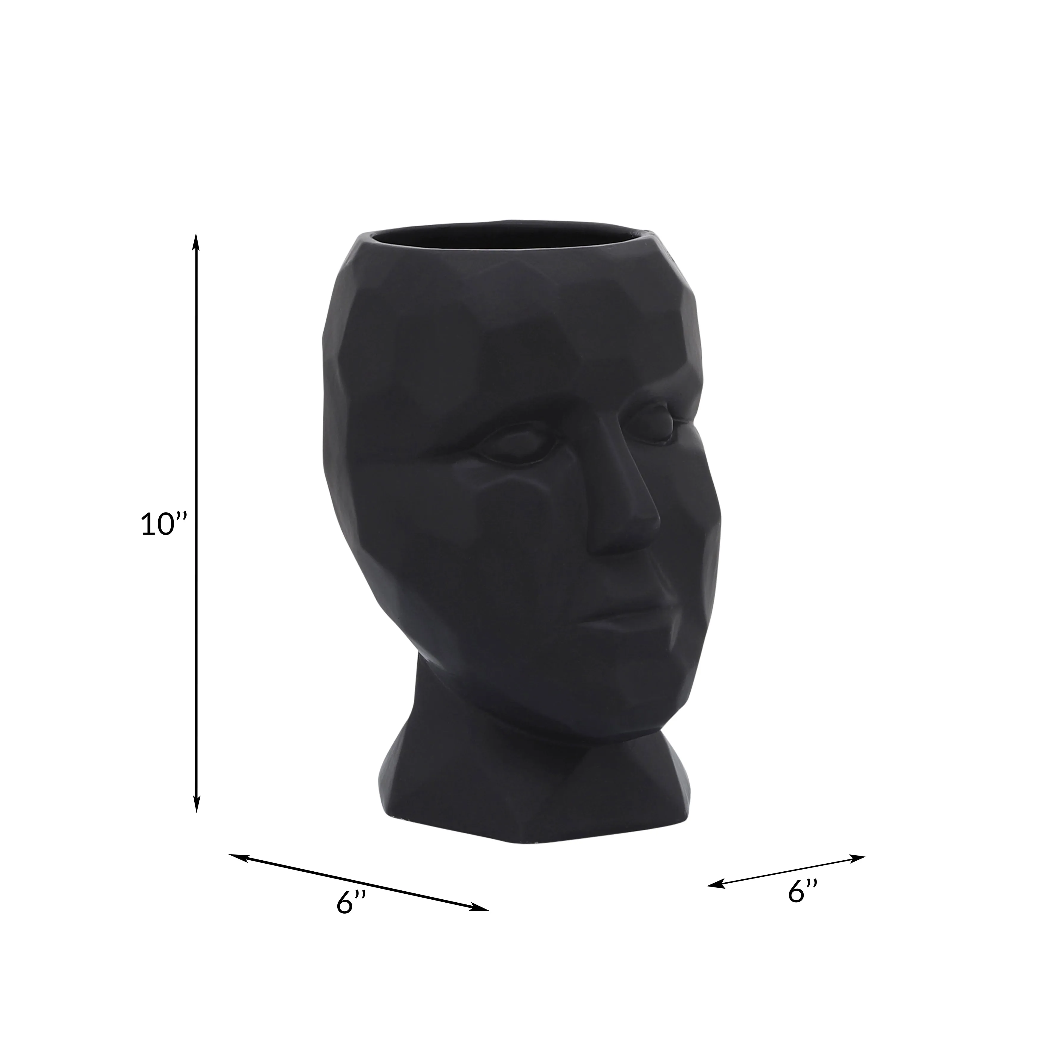 PORCELAIN, 6" DIA FACE VASE, BLACK