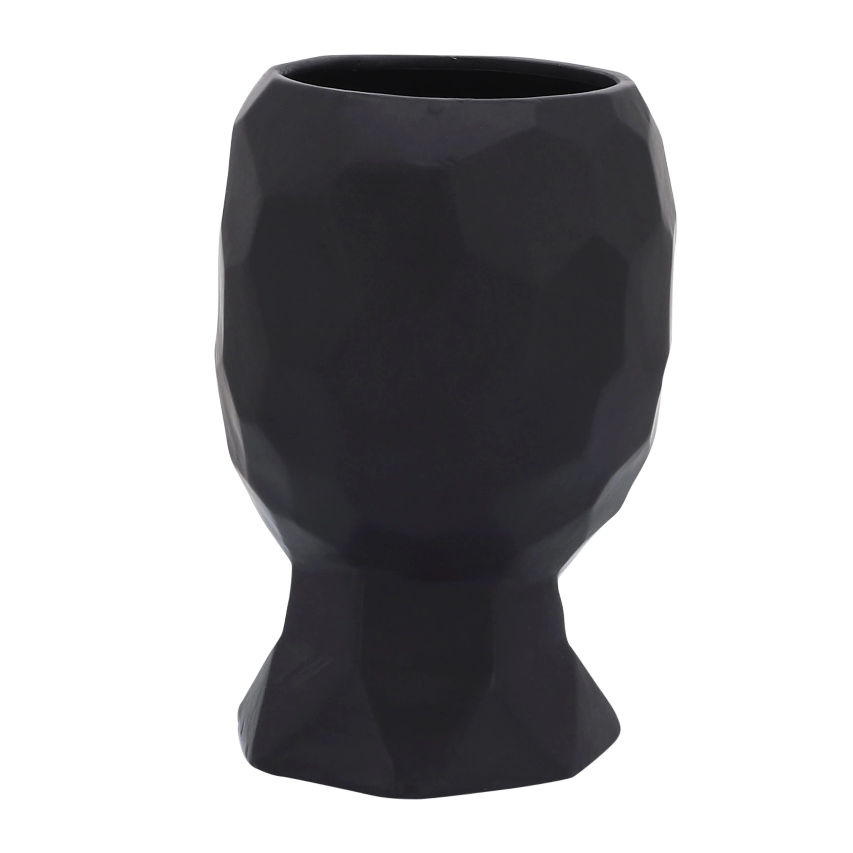 PORCELAIN, 6" DIA FACE VASE, BLACK