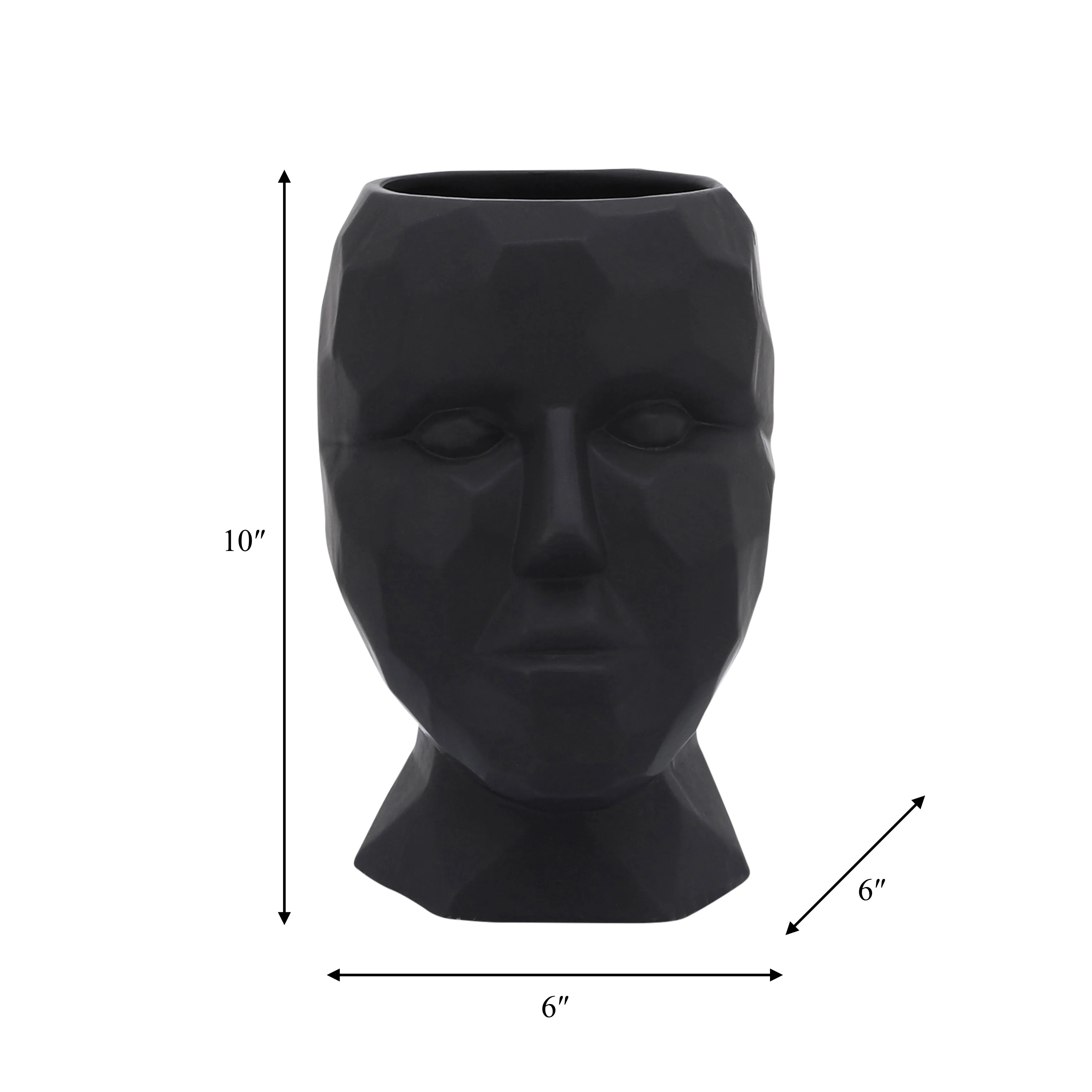 PORCELAIN, 6" DIA FACE VASE, BLACK