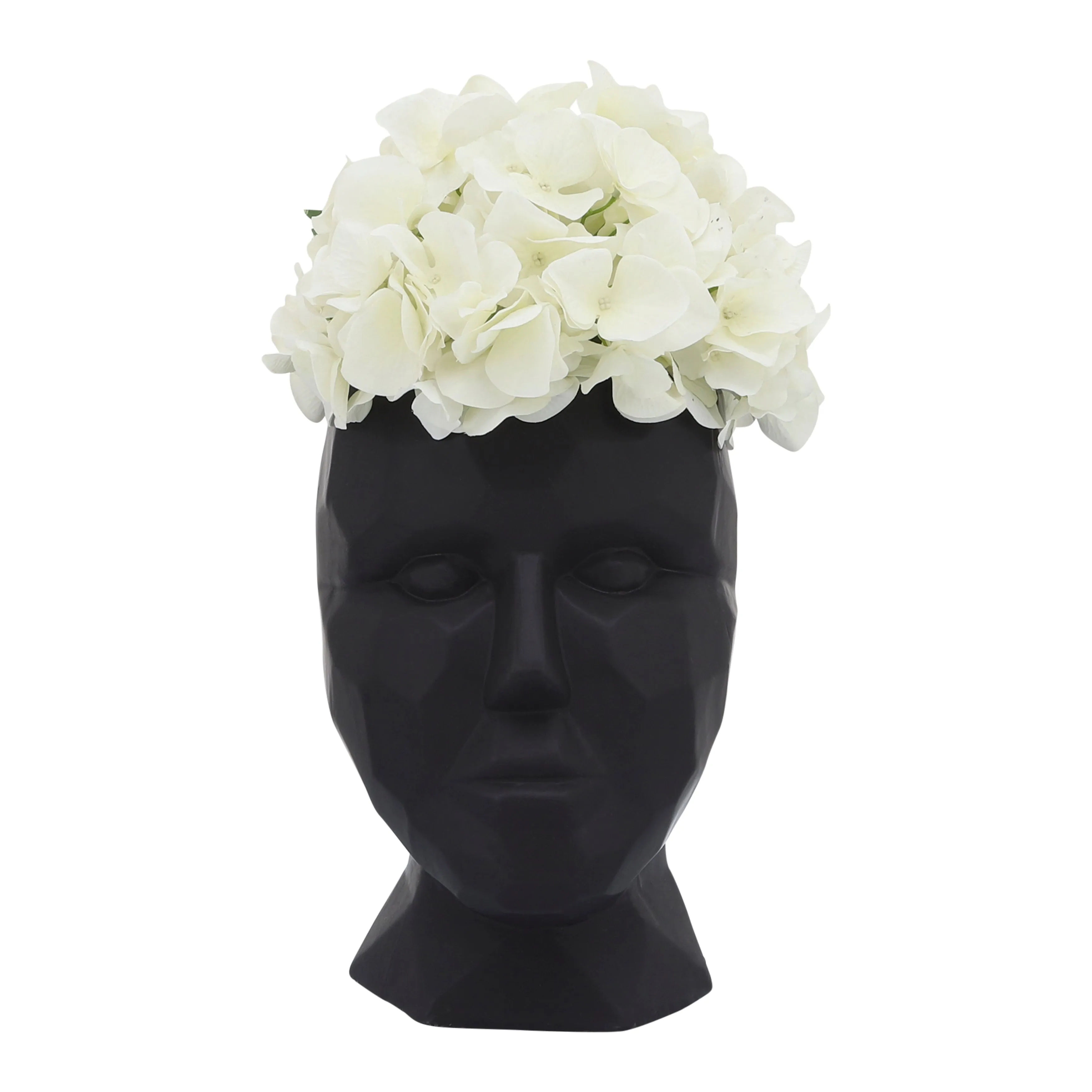 PORCELAIN, 6" DIA FACE VASE, BLACK