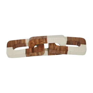 RESIN, 14" COLOR BLOCK CHAIN DECOR, IVORY/NATURAL