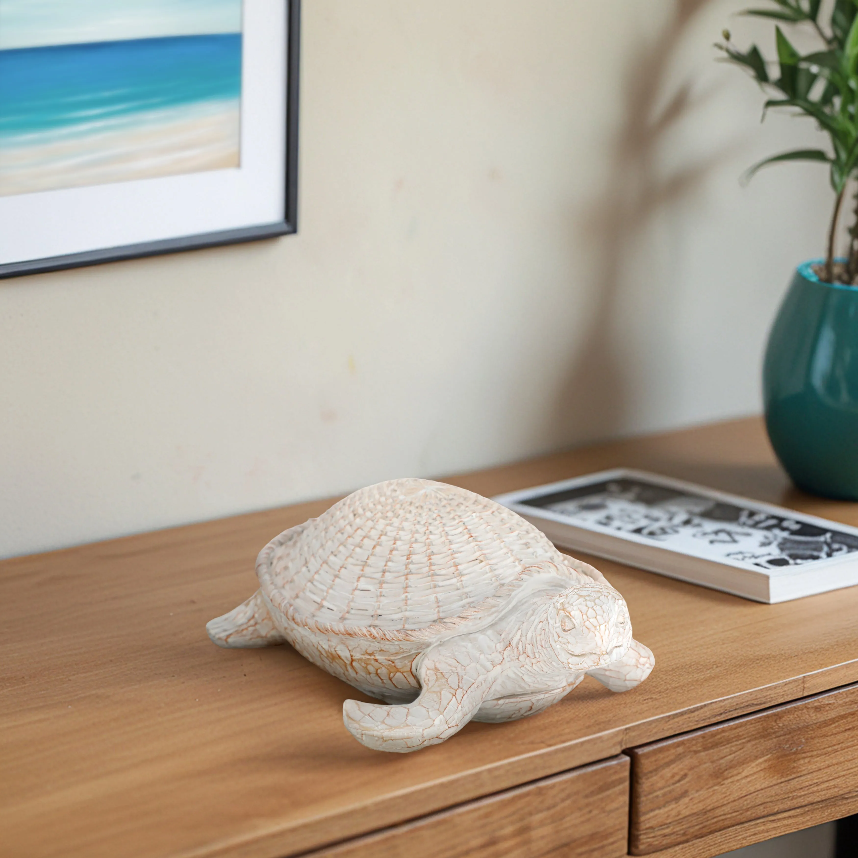 RESIN, 15" TURTLE DECO, WHITE