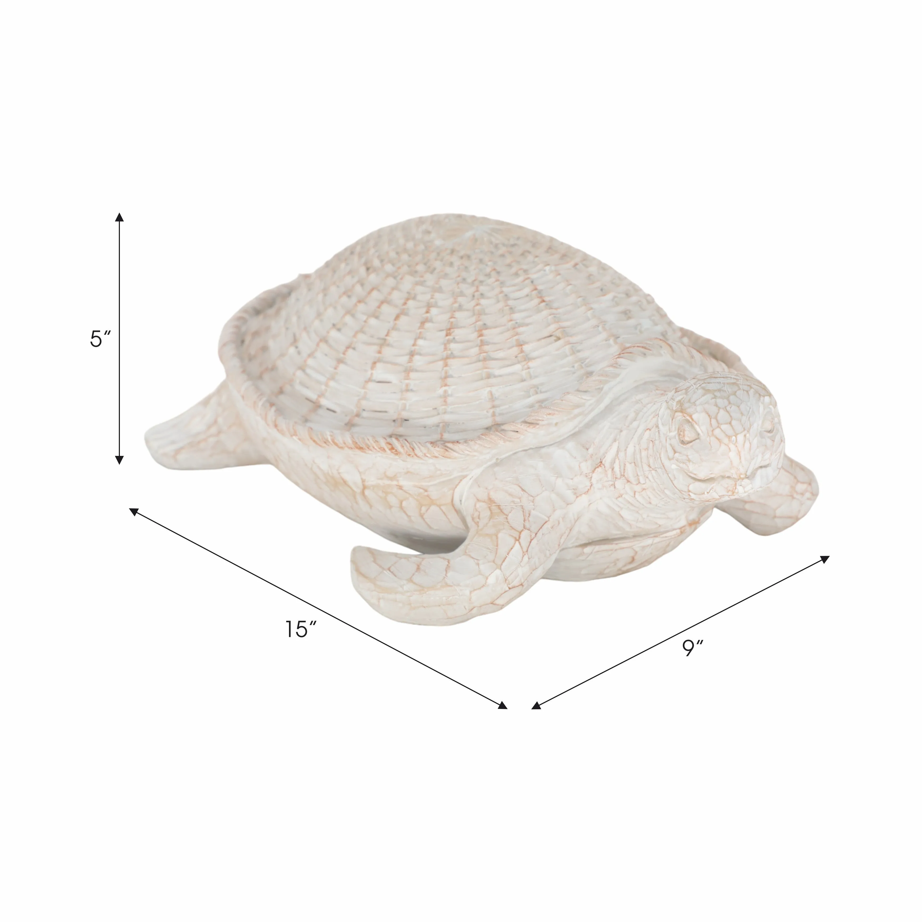RESIN, 15" TURTLE DECO, WHITE