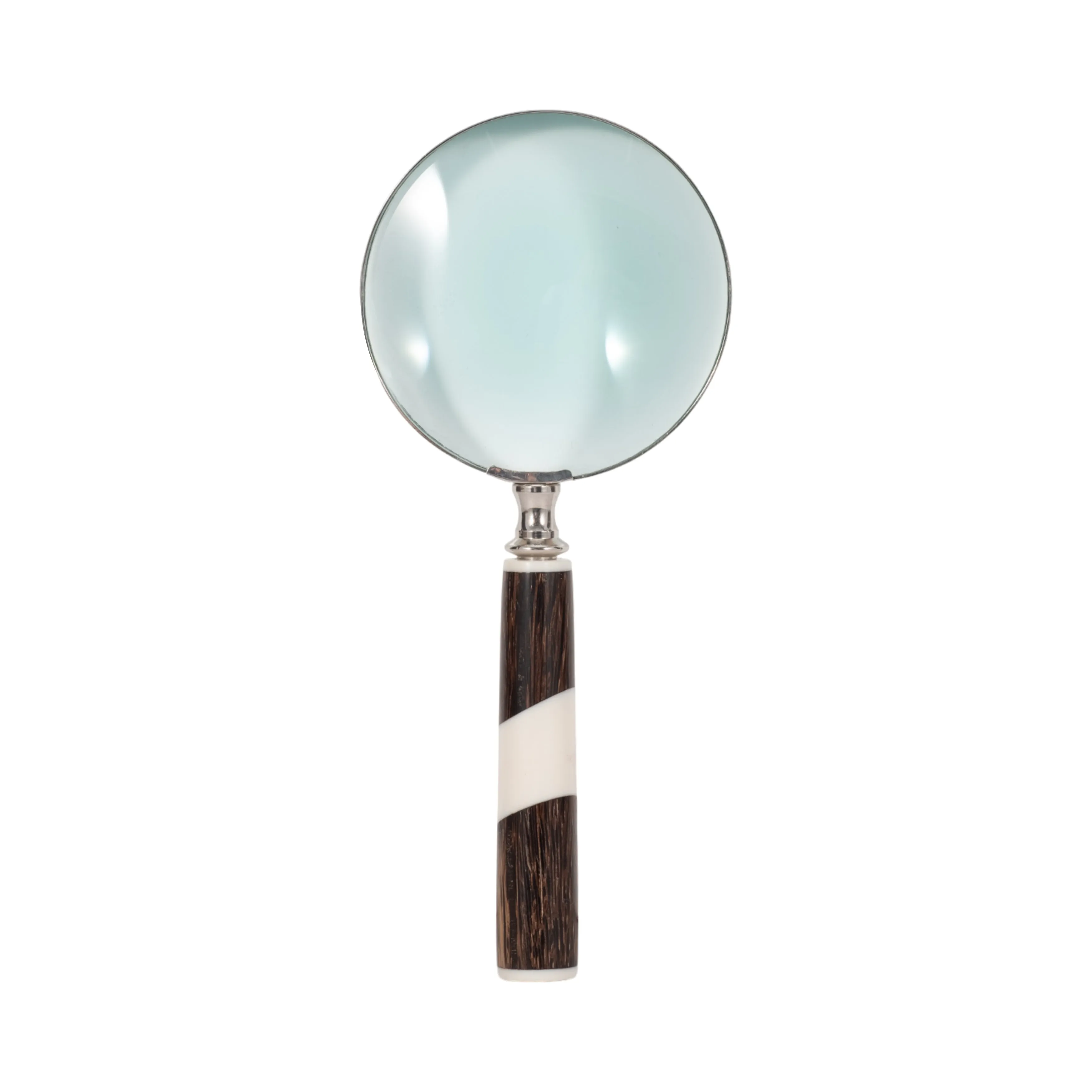 RESIN, 4" 2-TONE MAGNIFYING GLASS, BLACK/WHITE