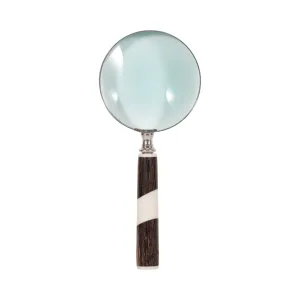 RESIN, 4" 2-TONE MAGNIFYING GLASS, BLACK/WHITE