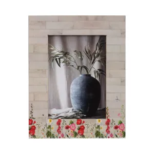 Resin, 5x7 Pink Flower Field Photo Frame, Multi
