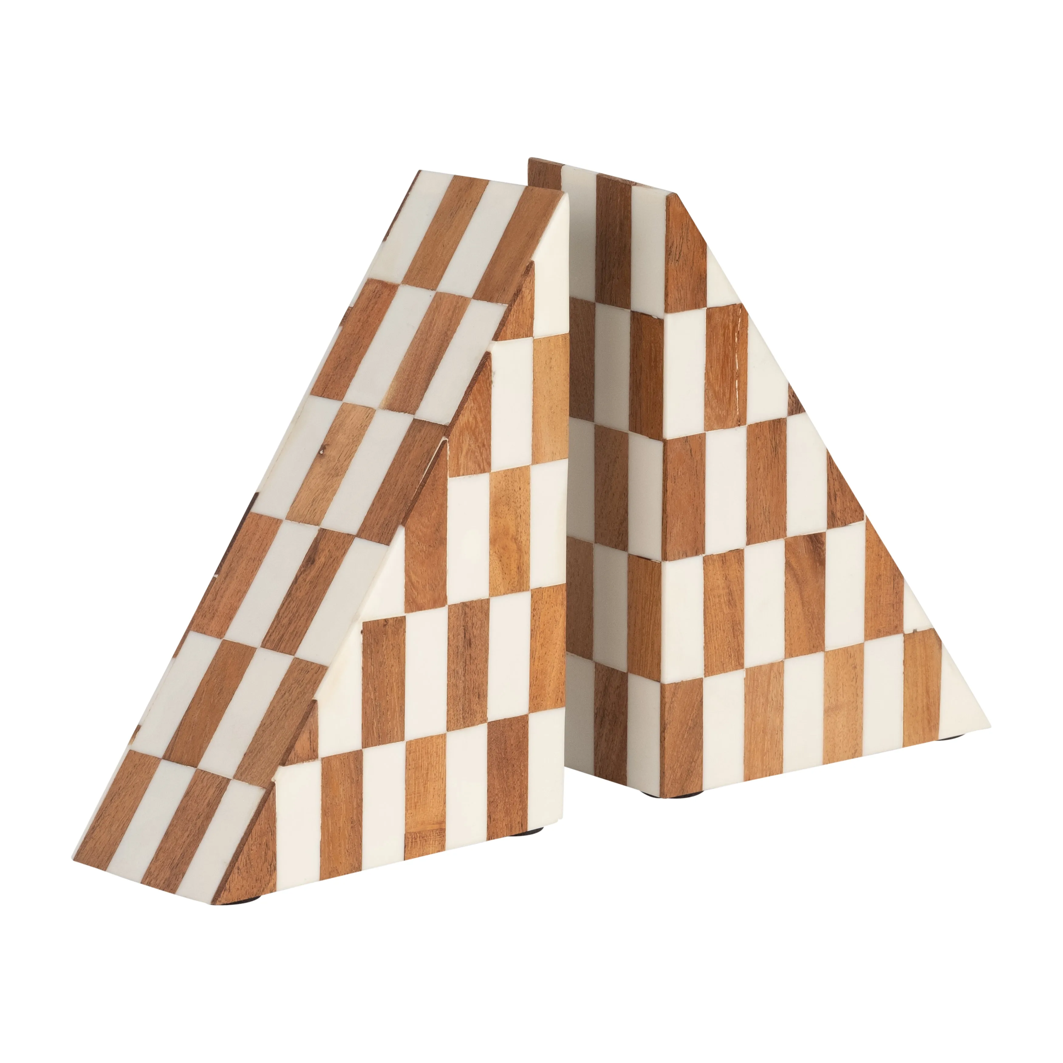 RESIN, S/2 7" RIGHT ANGLE BOOKEND, IVORY/NATURAL
