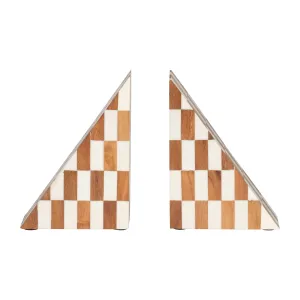 RESIN, S/2 7" RIGHT ANGLE BOOKEND, IVORY/NATURAL