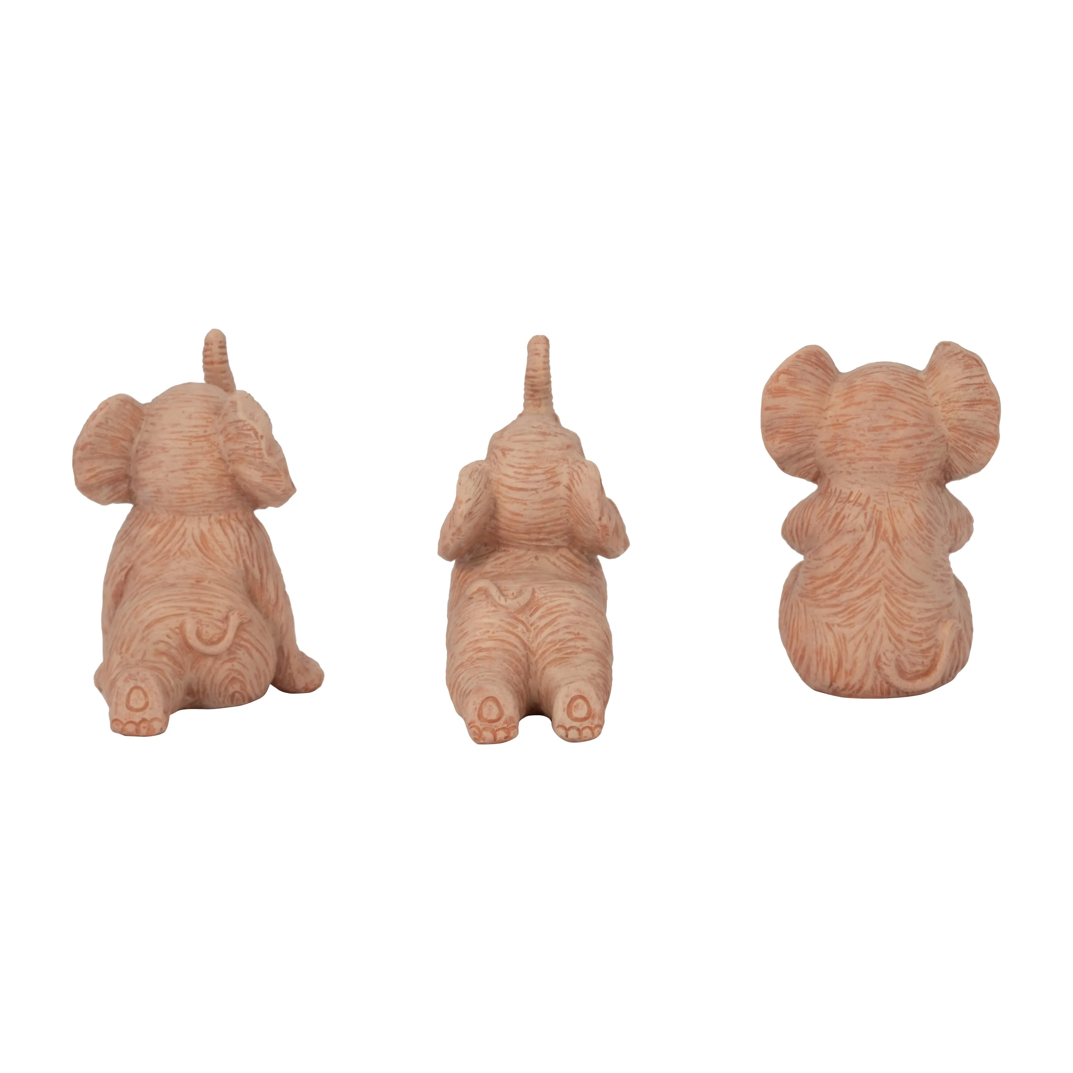 RESIN, S/3 6" STONE LOOK YOGA ELEPHANT, NATURAL