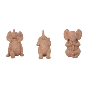RESIN, S/3 6" STONE LOOK YOGA ELEPHANT, NATURAL