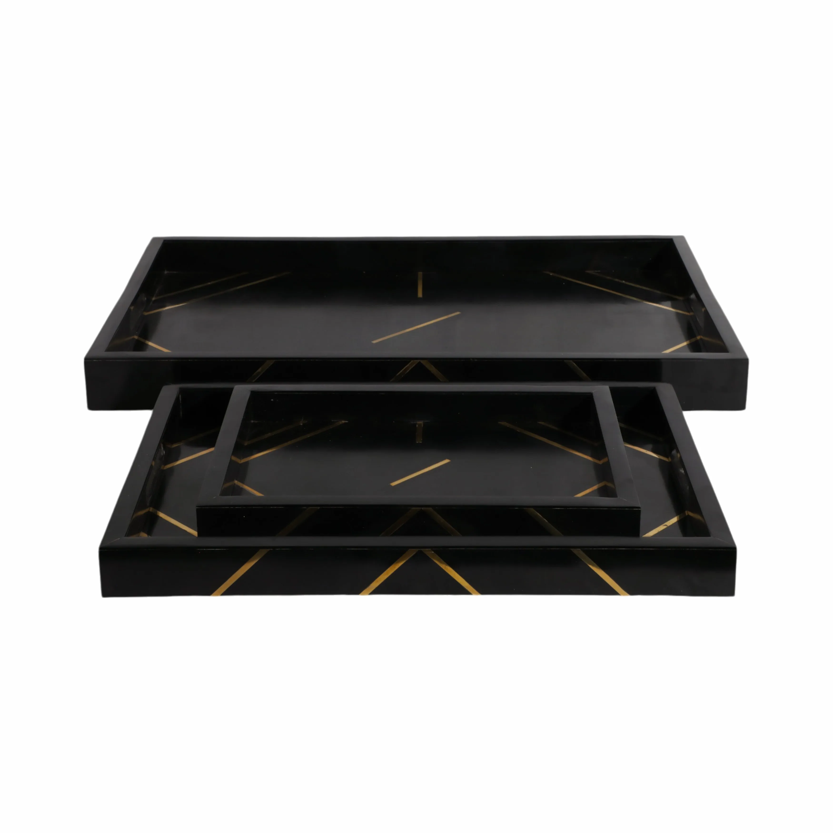RESIN,S/3 13/18/24",BRSS INLAY RECTANGLE TRAY,BLK