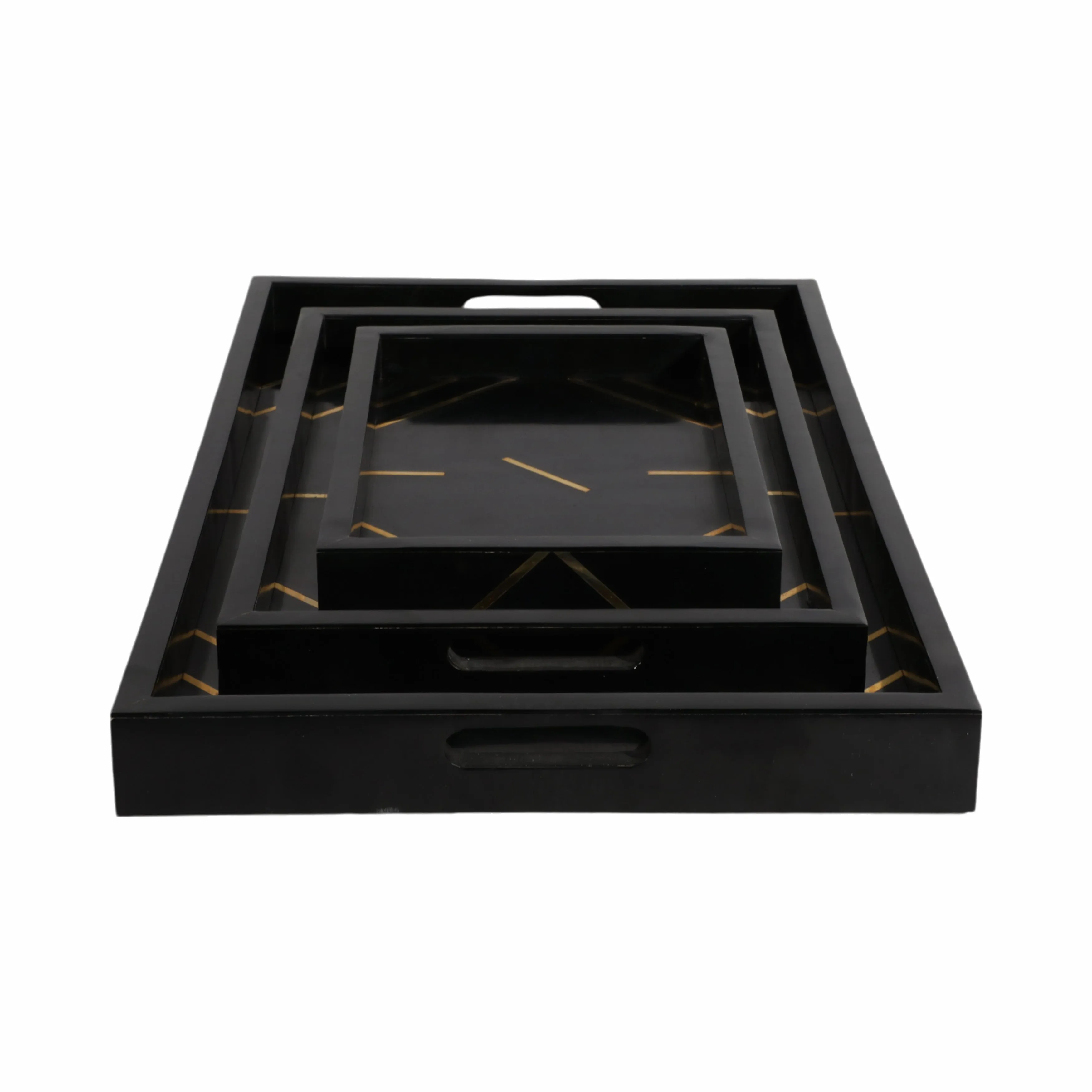 RESIN,S/3 13/18/24",BRSS INLAY RECTANGLE TRAY,BLK