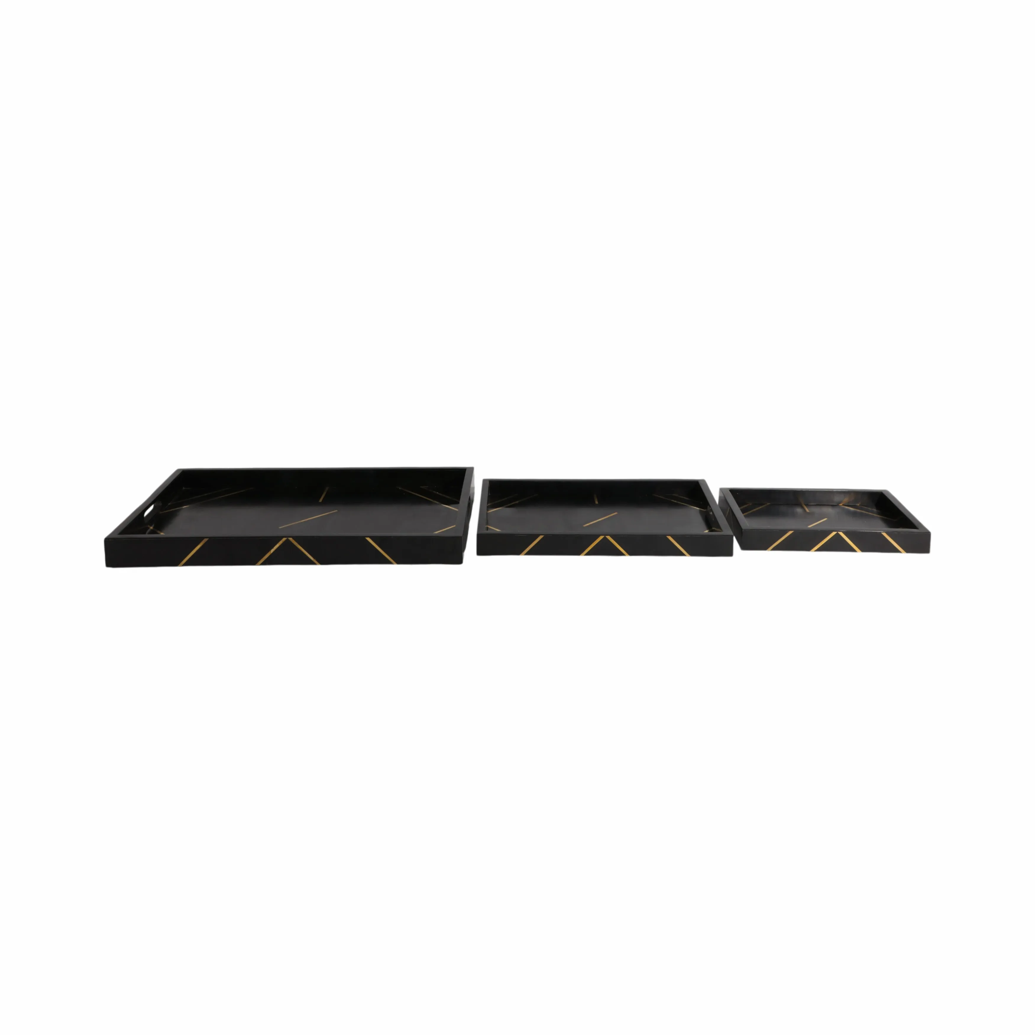 RESIN,S/3 13/18/24",BRSS INLAY RECTANGLE TRAY,BLK