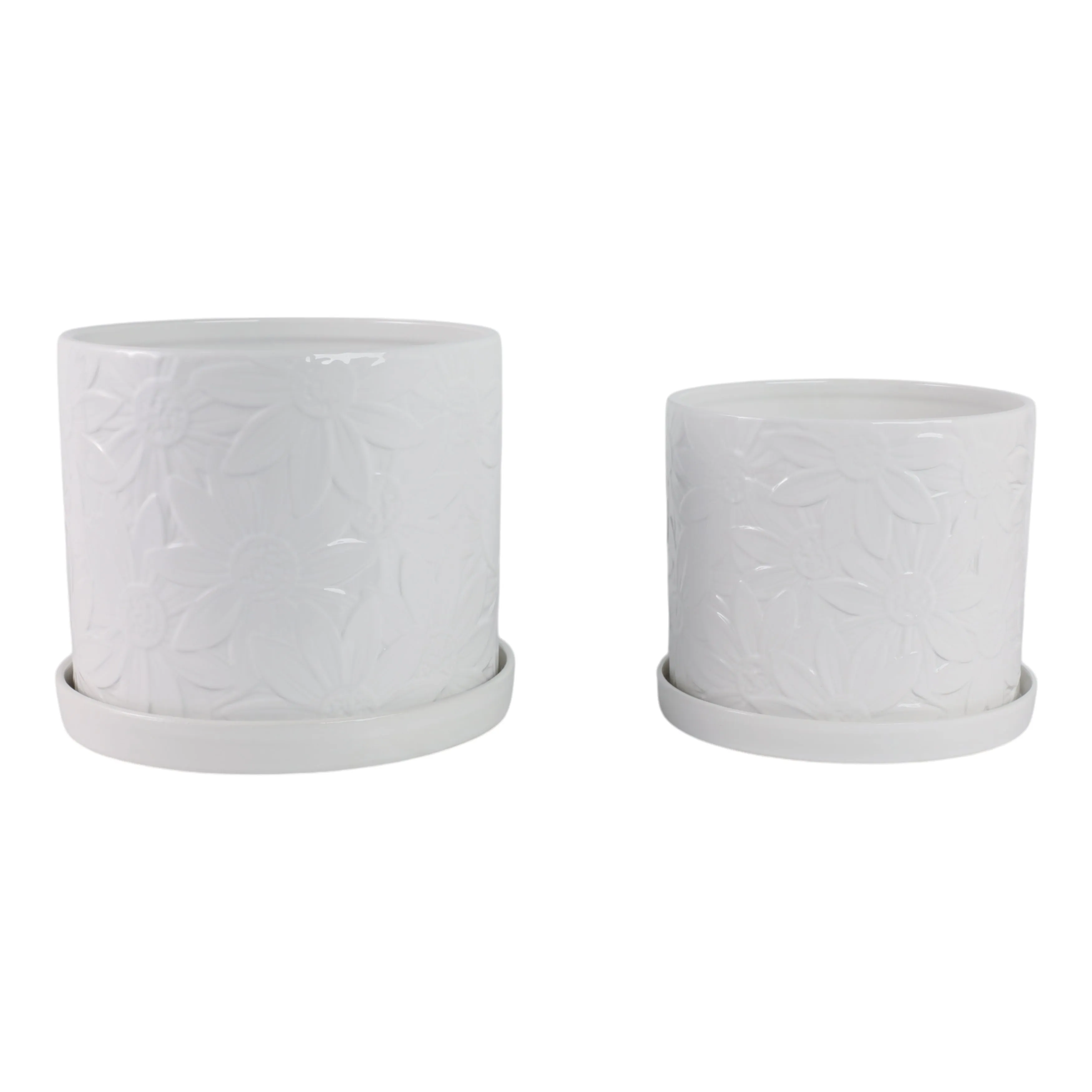 S/2 10/12" Daisy Flower Planter, White
