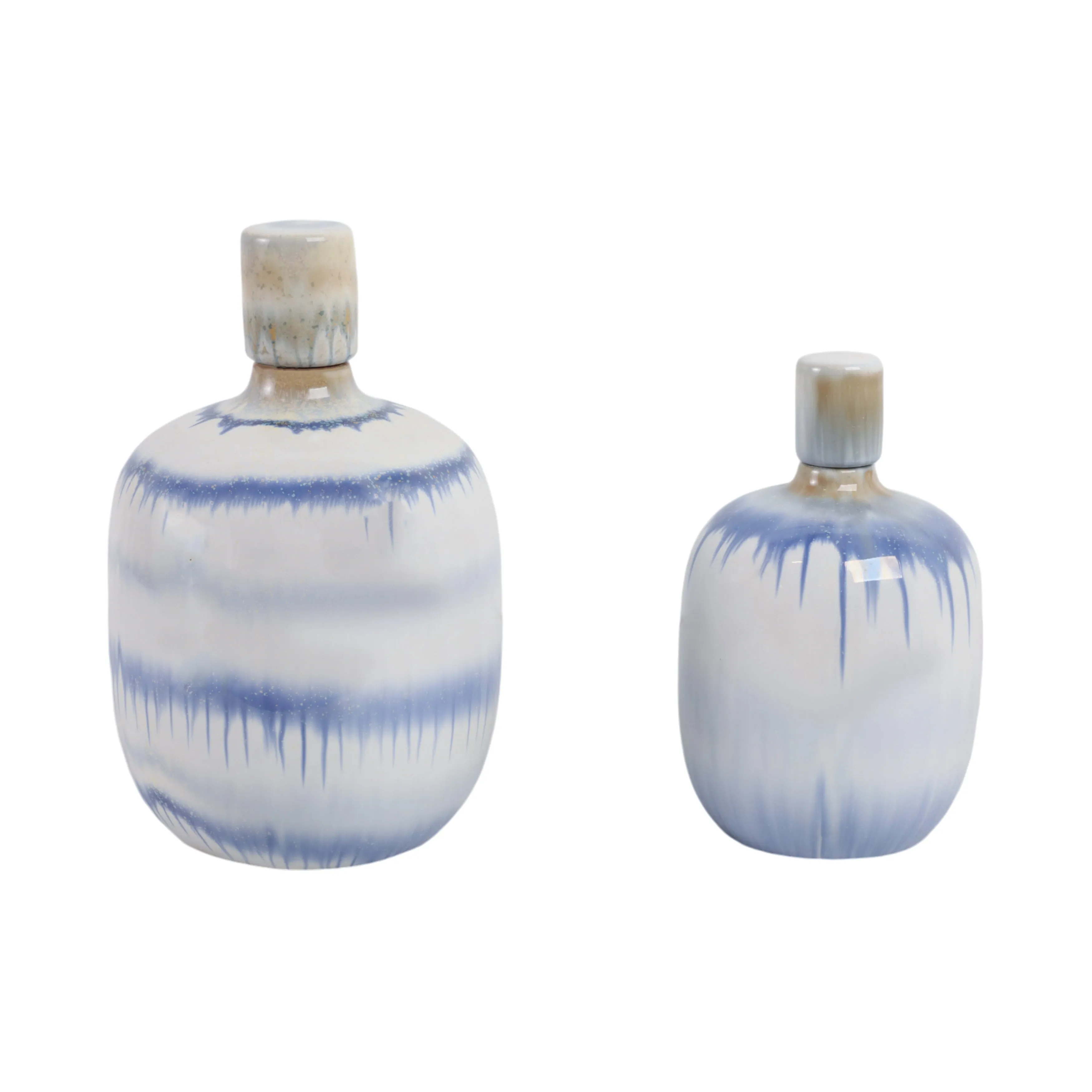 S/2 10/12" Medford Blue Ceramic Jars