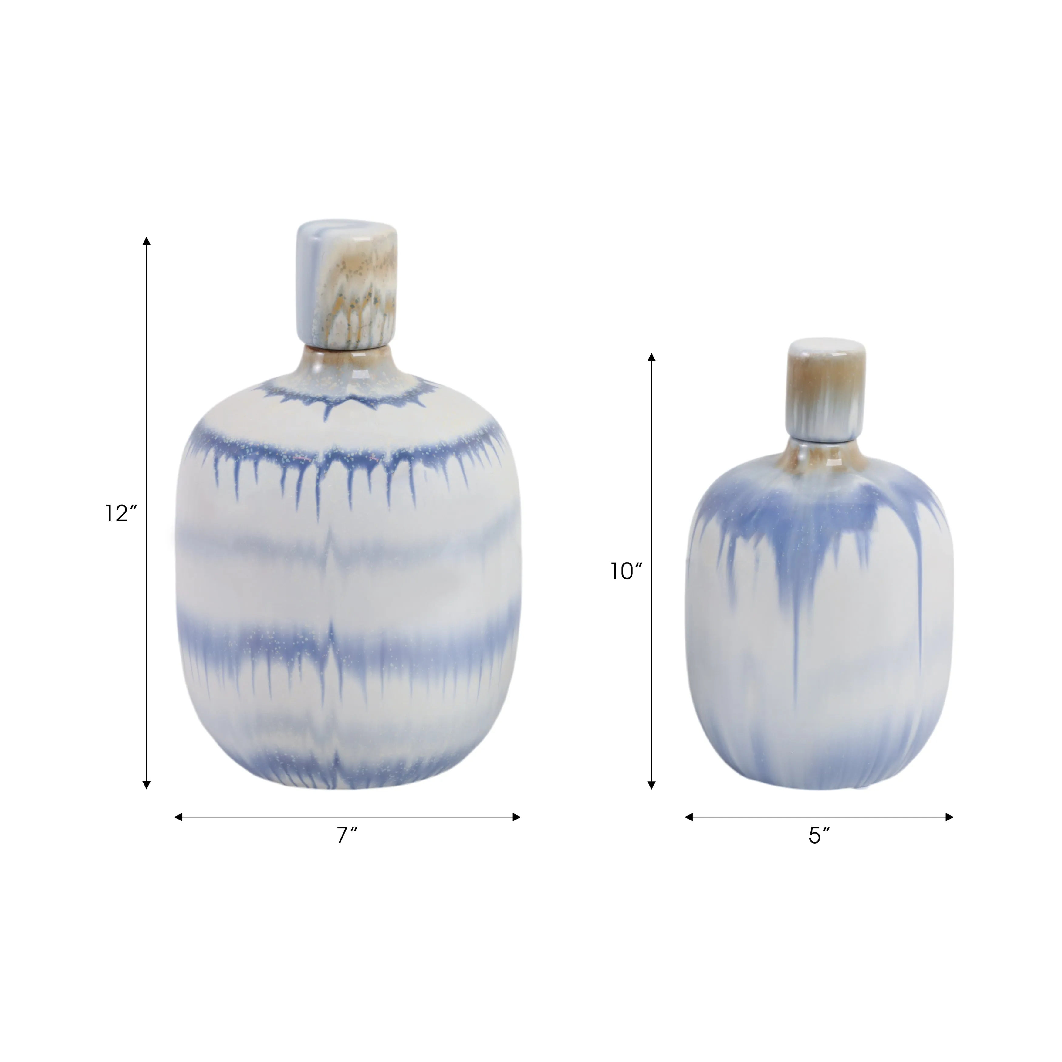 S/2 10/12" Medford Blue Ceramic Jars