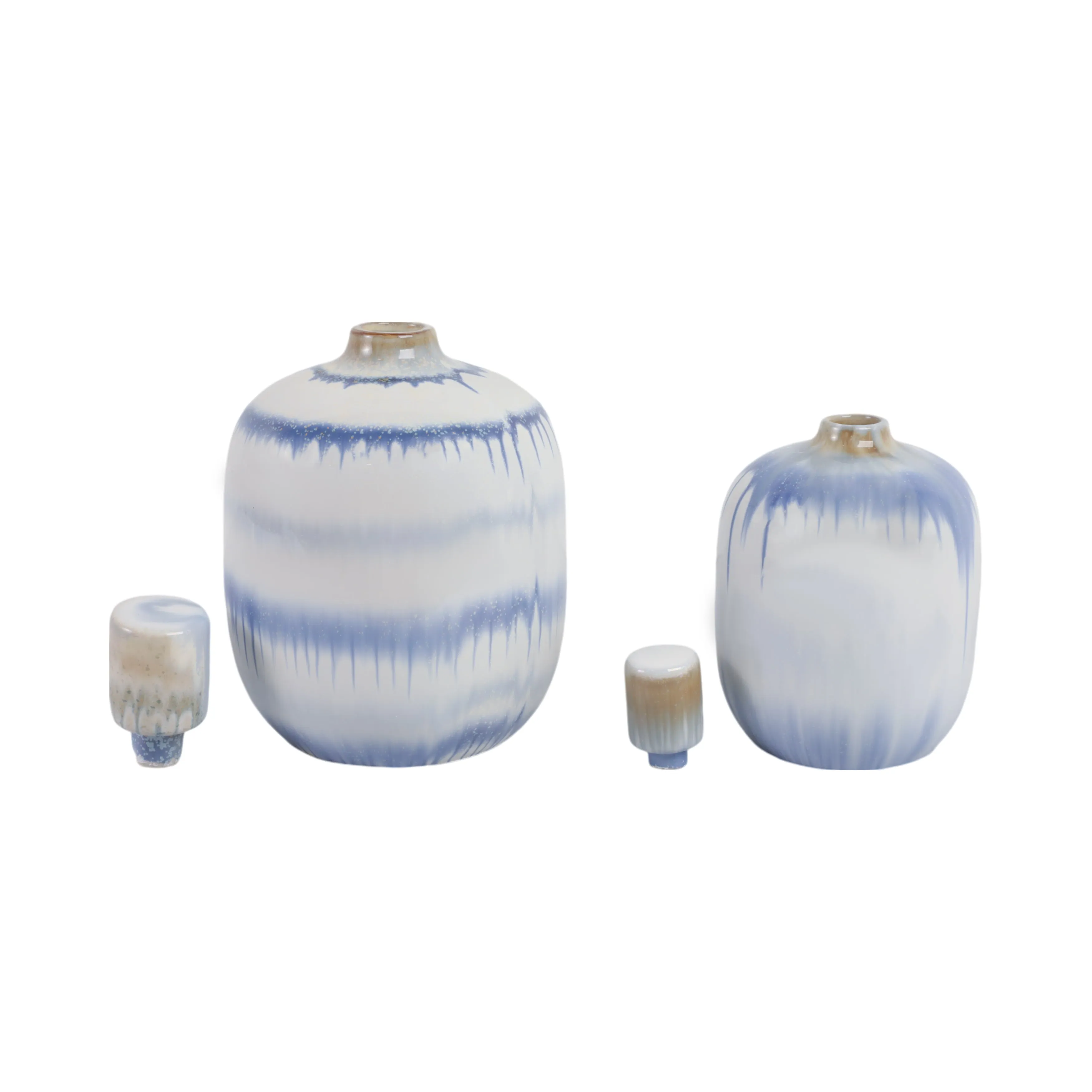 S/2 10/12" Medford Blue Ceramic Jars