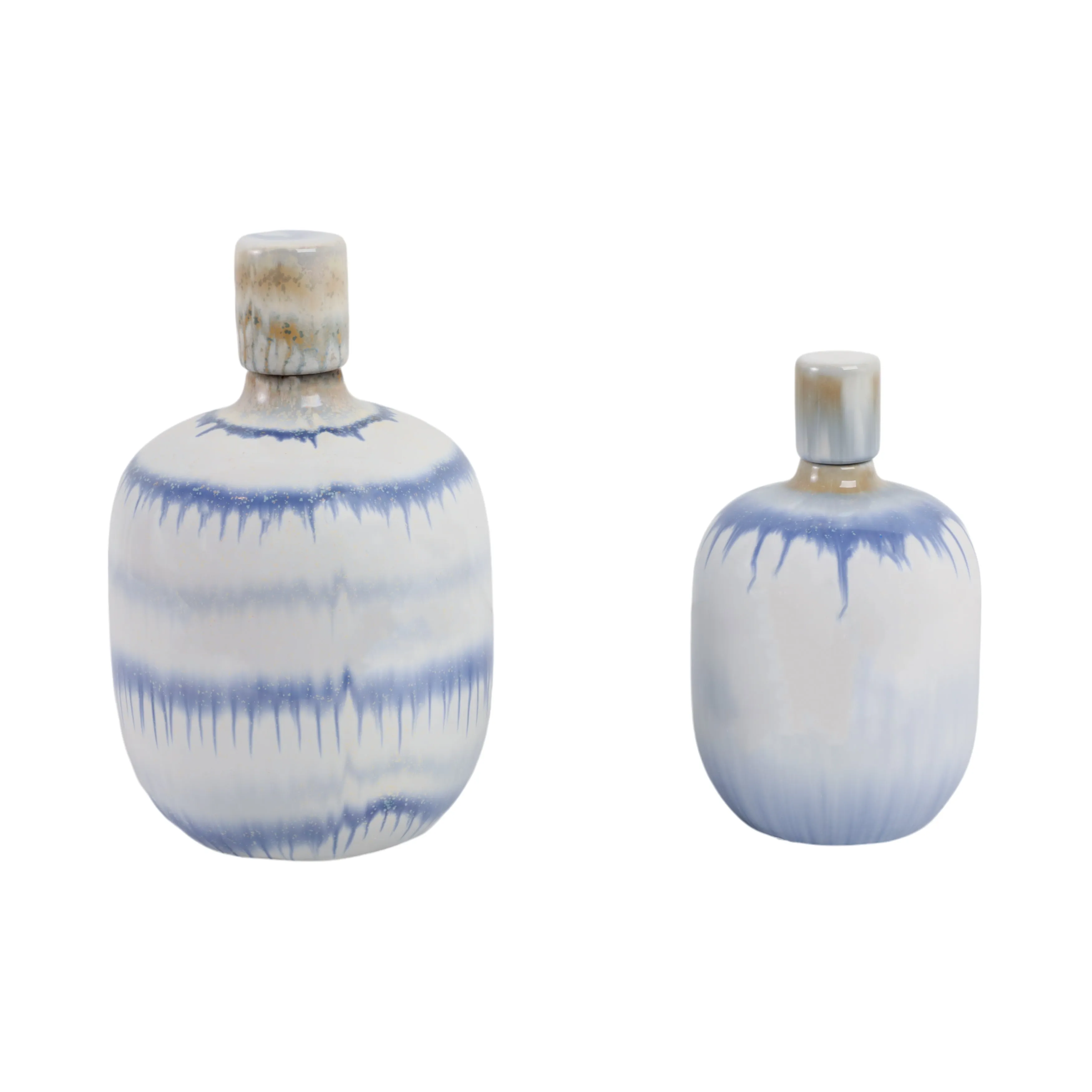 S/2 10/12" Medford Blue Ceramic Jars