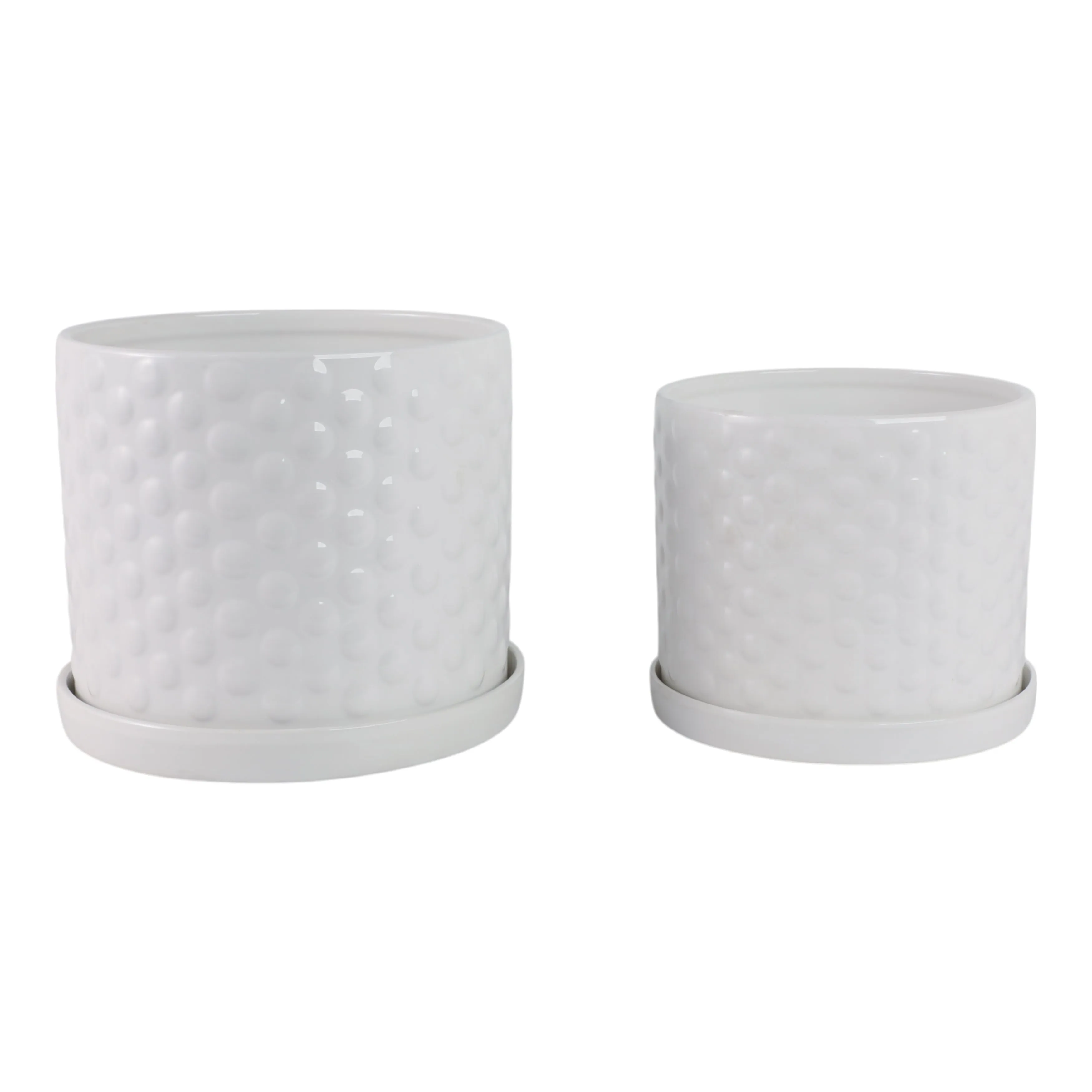 S/2 10/12" Small Bubble Planter, White