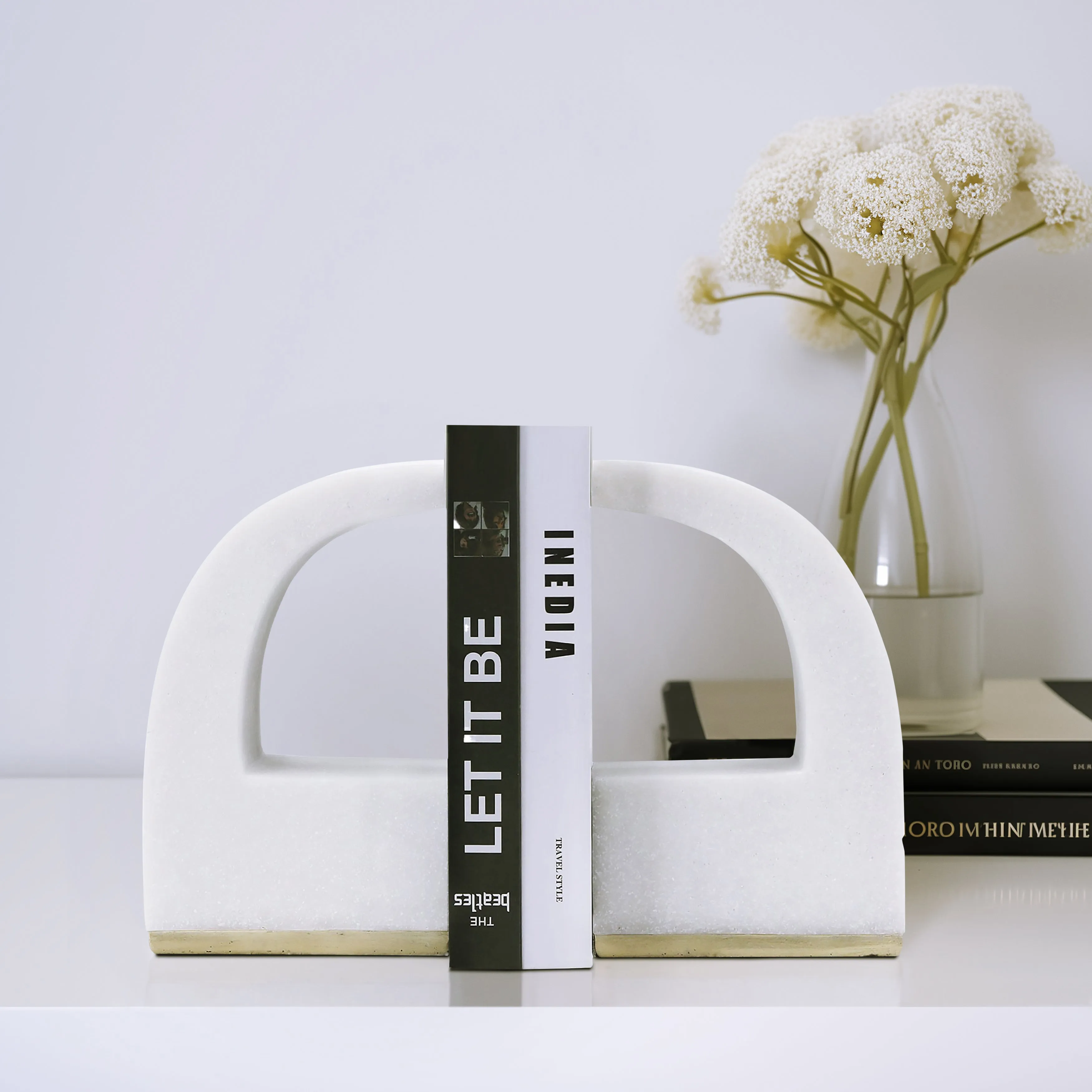 S/2 10" QUOTE BOOKENDS, WHITE