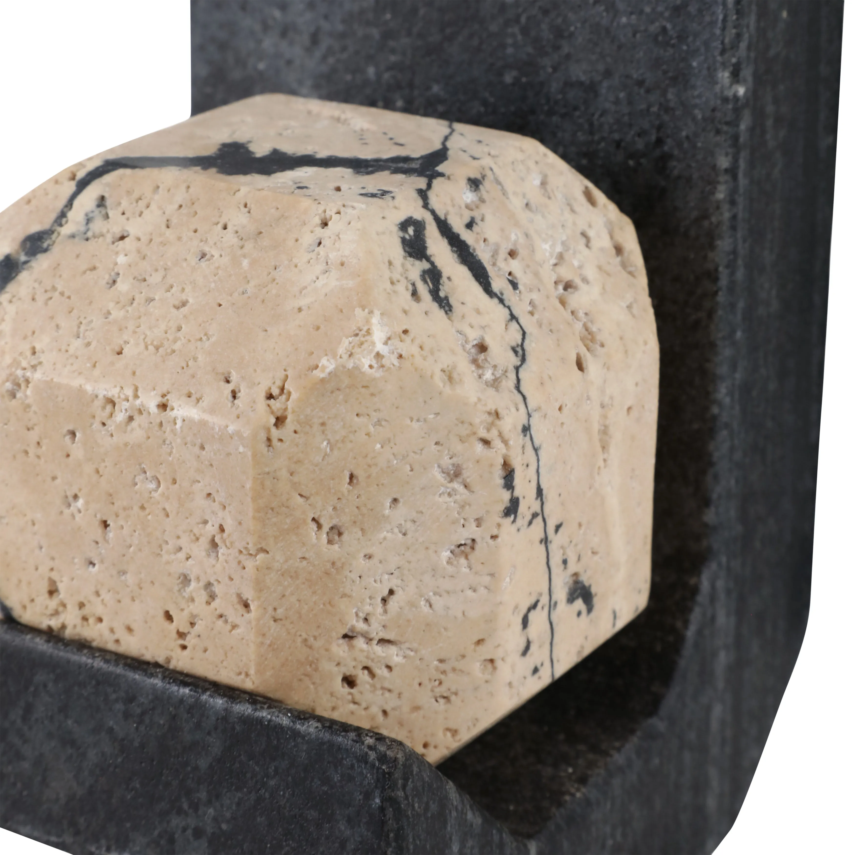 S/2 6" Gorda Crackle Travertine And Marble Bookend