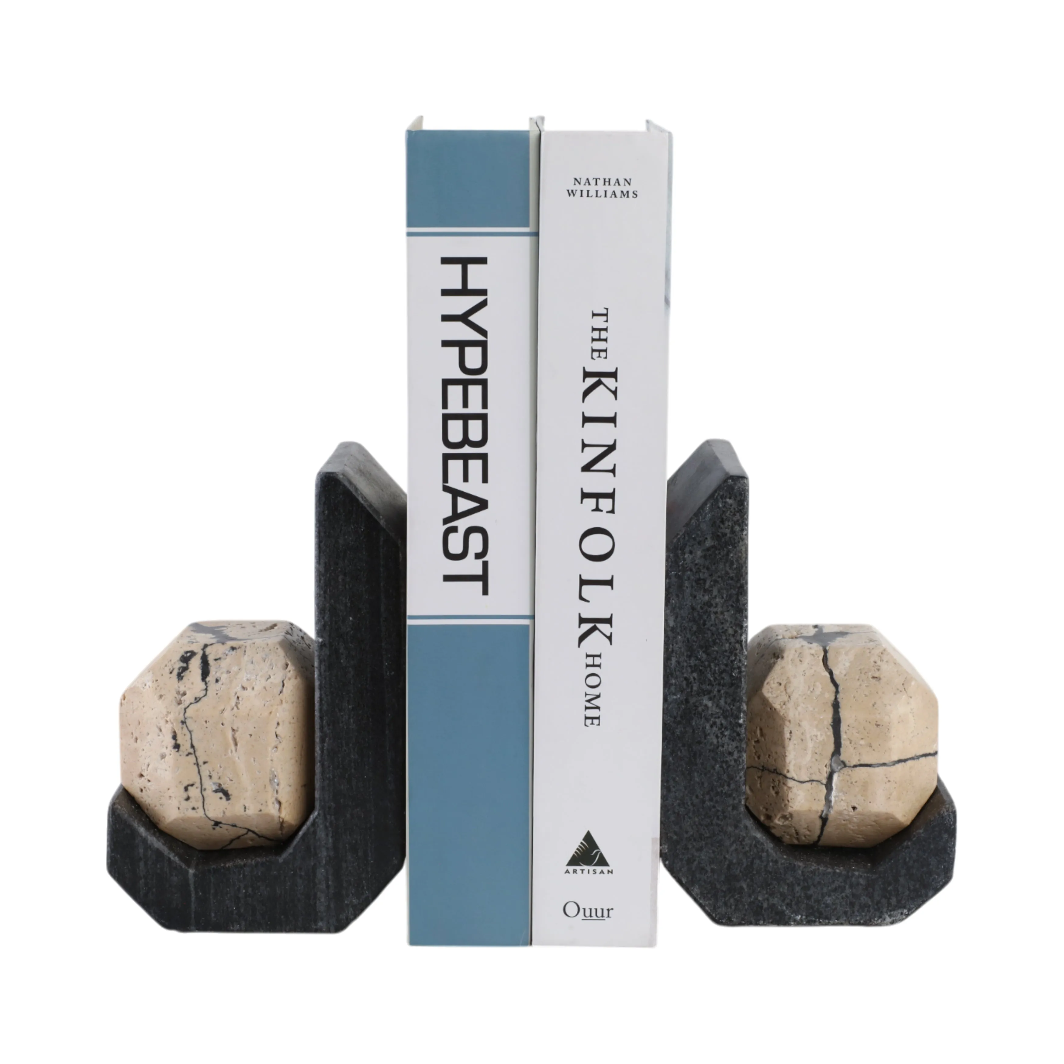 S/2 6" Gorda Crackle Travertine And Marble Bookend