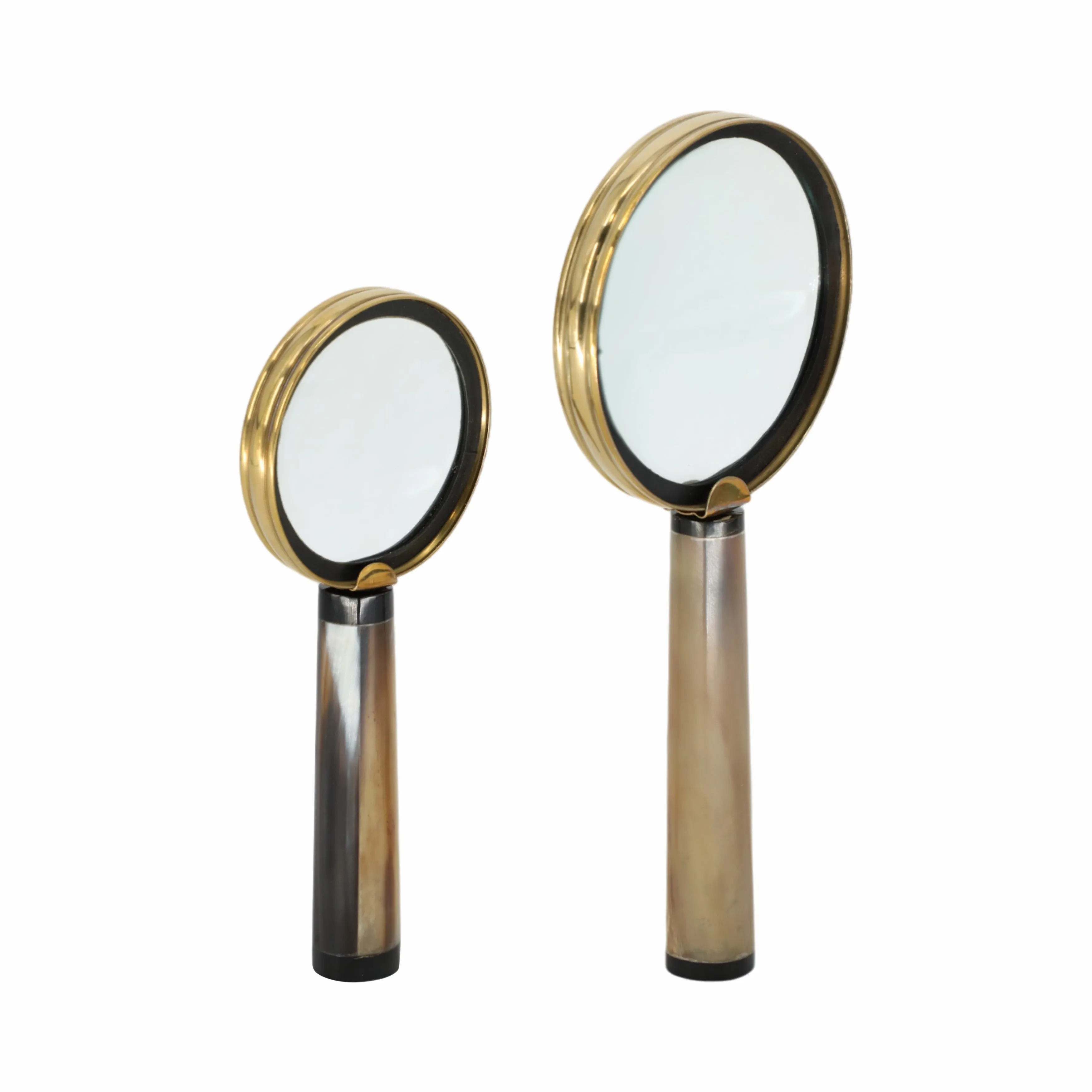 S/2 7/9" Nilay Horn Magnifying Glass, Gold