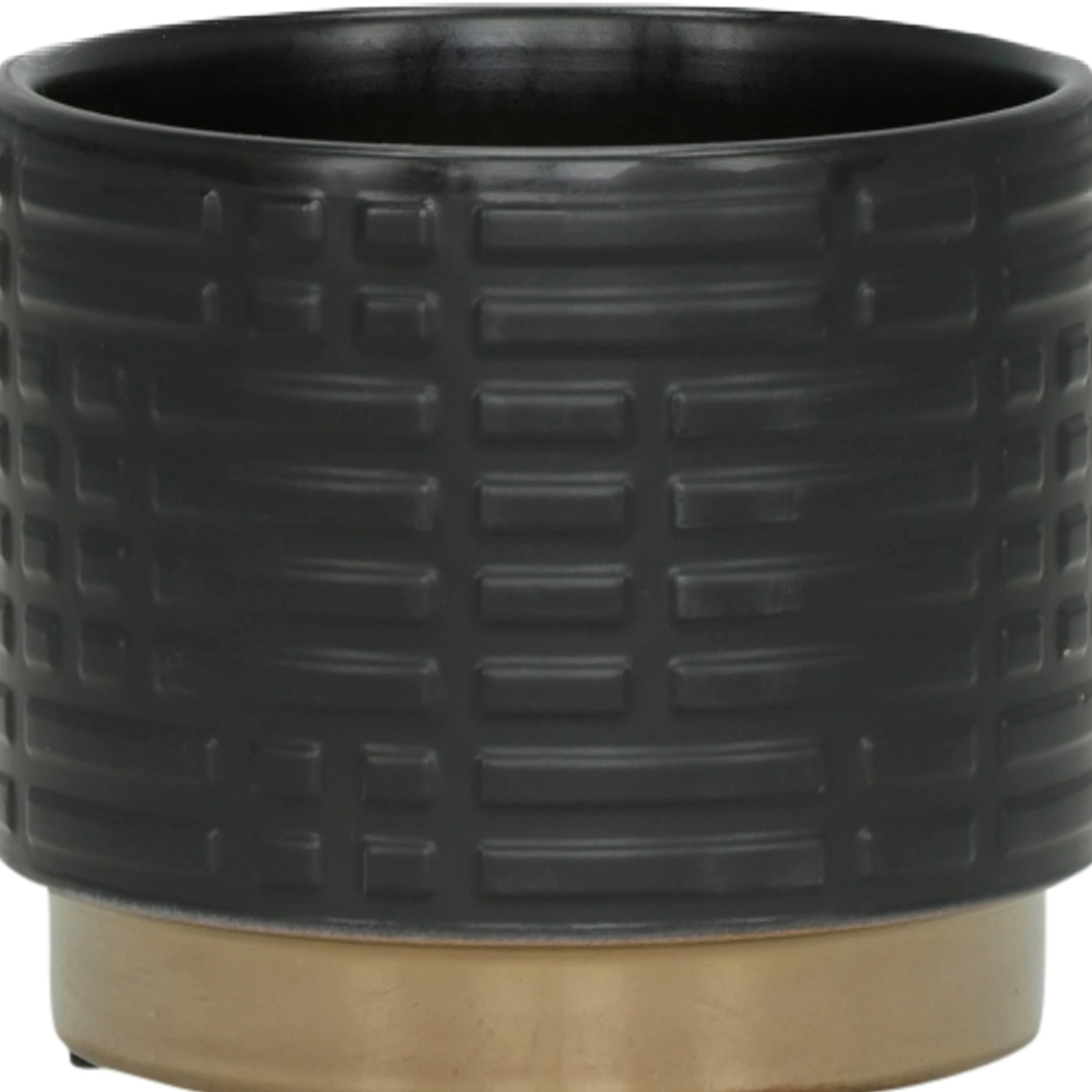 S/2 MAZE METALLIC PLANTERS  6/8", BLACK
