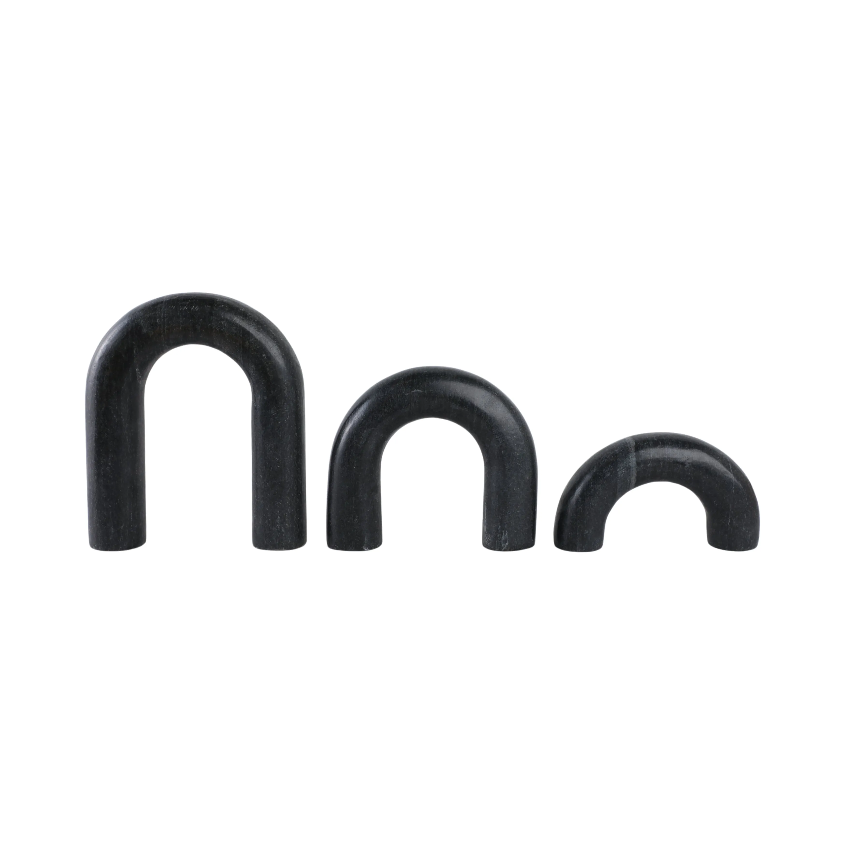 S/3 10" Walton Black Marble Arches