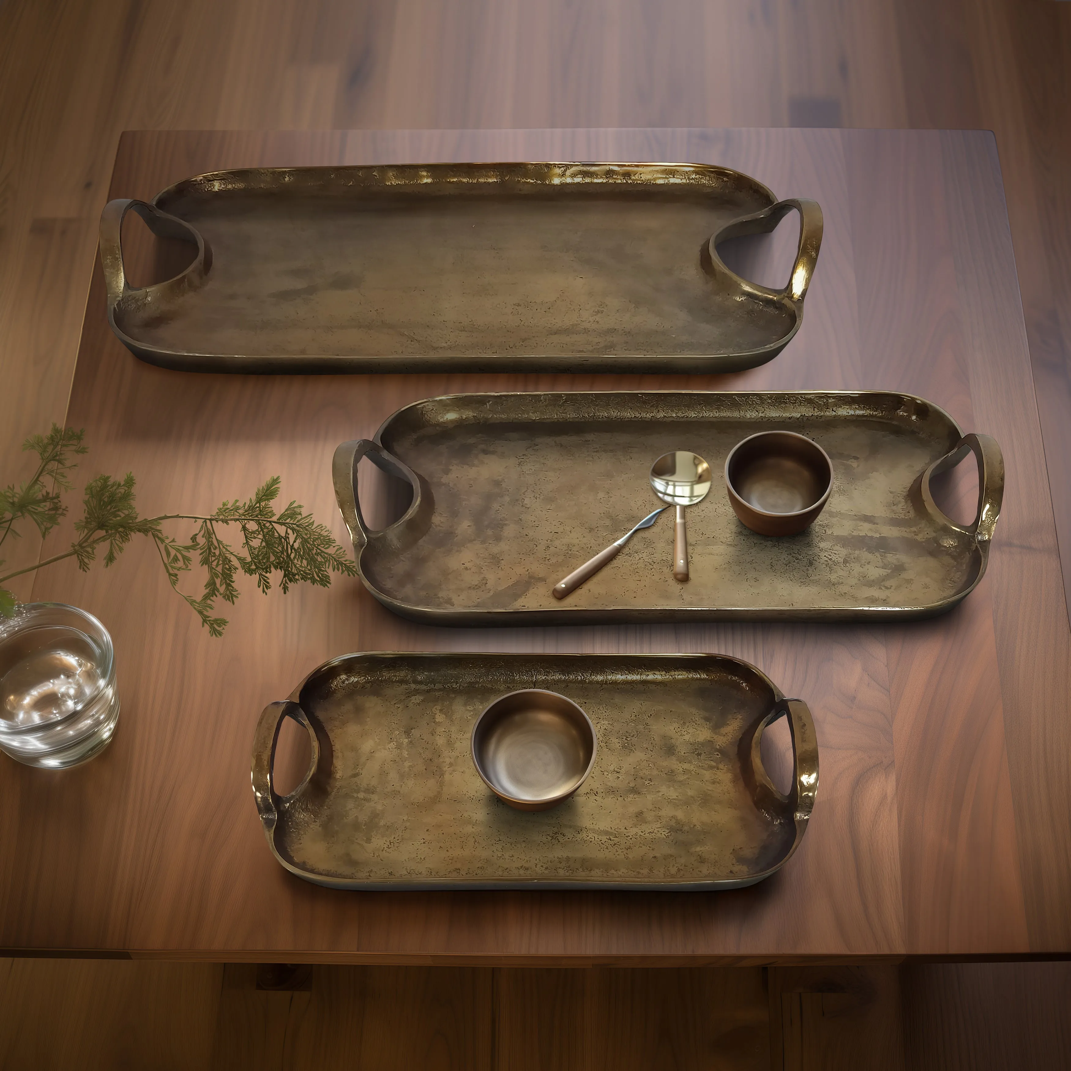S/3 15/19/23" Darcy Trays, Bronze