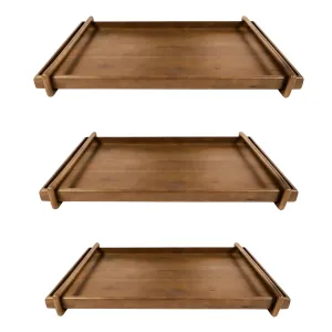 S/3 18/22/26" Kazu Wood Trays, Brown