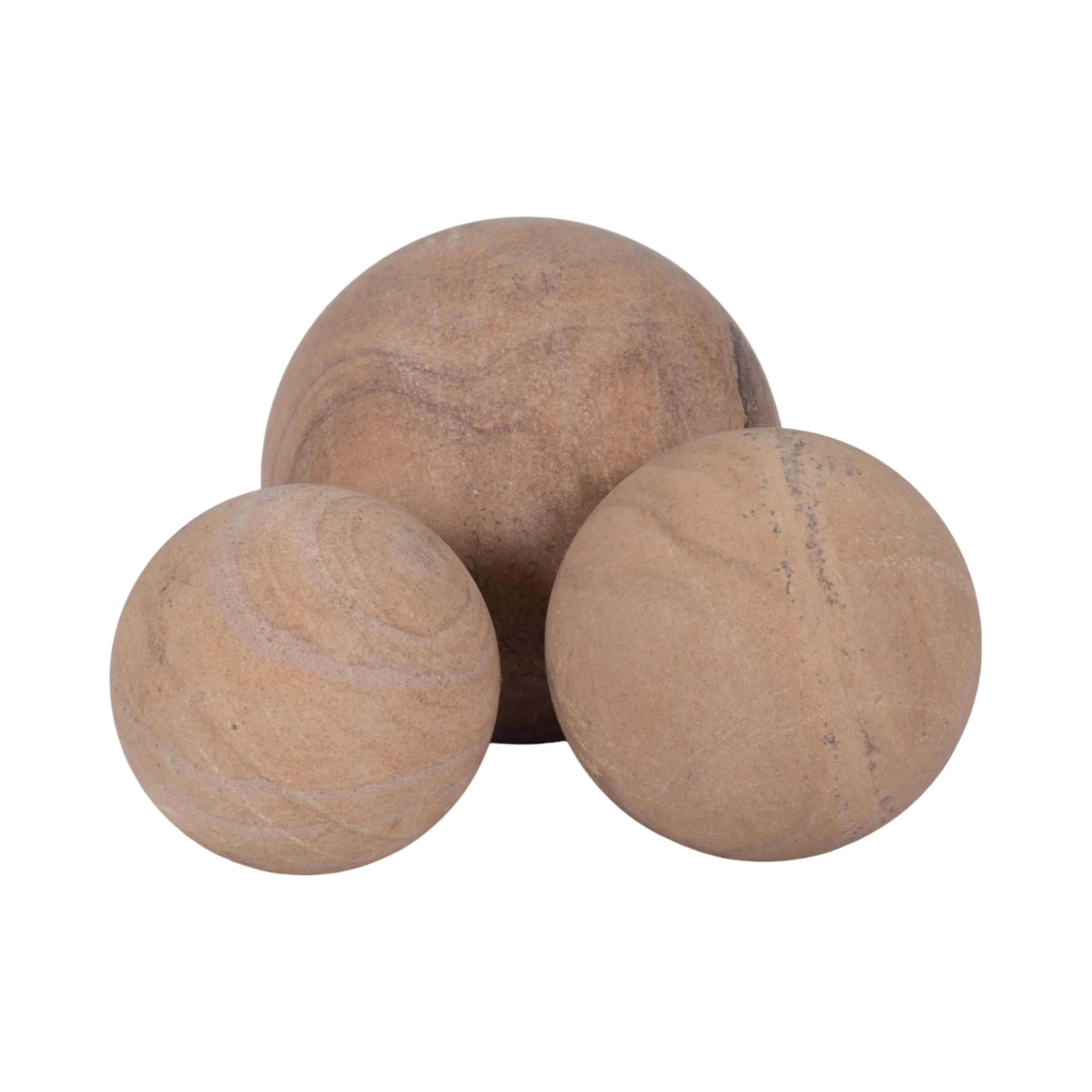 S/3 3/5" MAVERICK SANDSTONE SPHERES, NATURAL