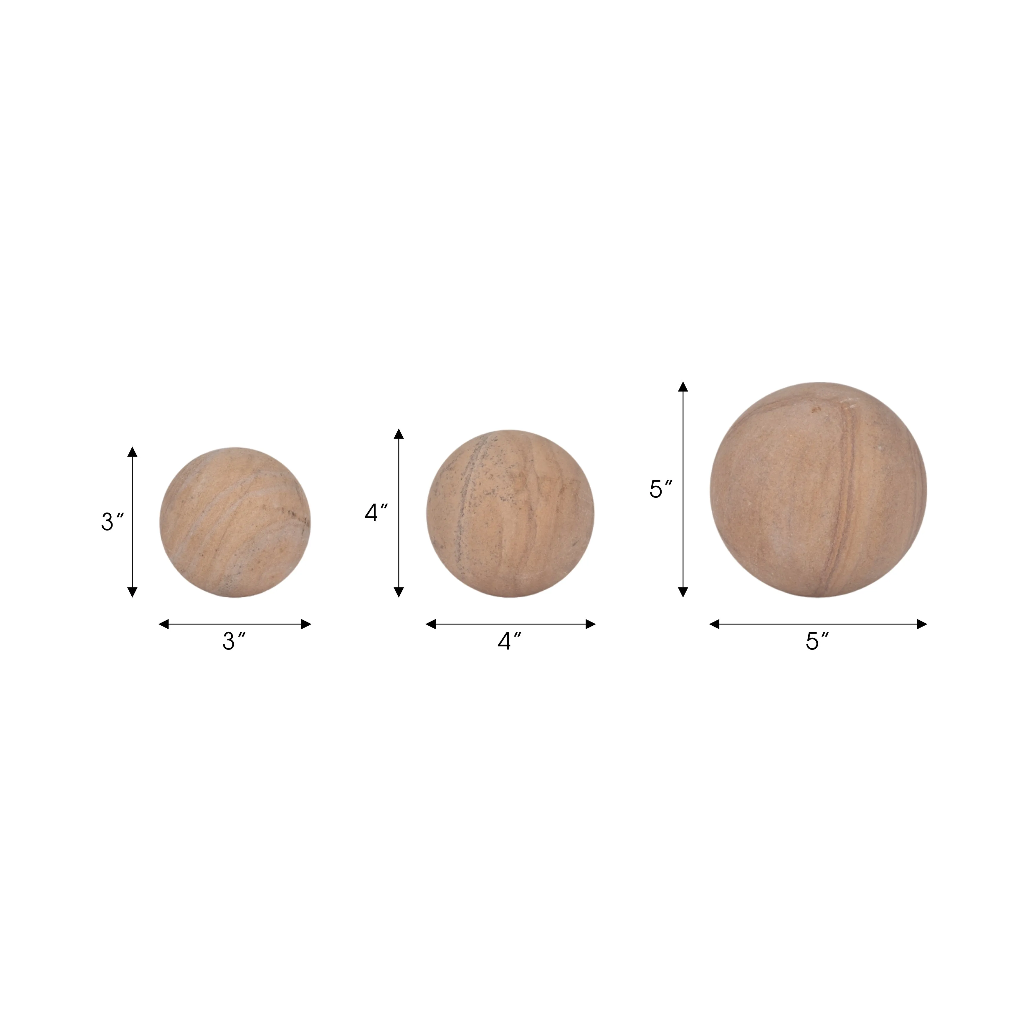S/3 3/5" MAVERICK SANDSTONE SPHERES, NATURAL