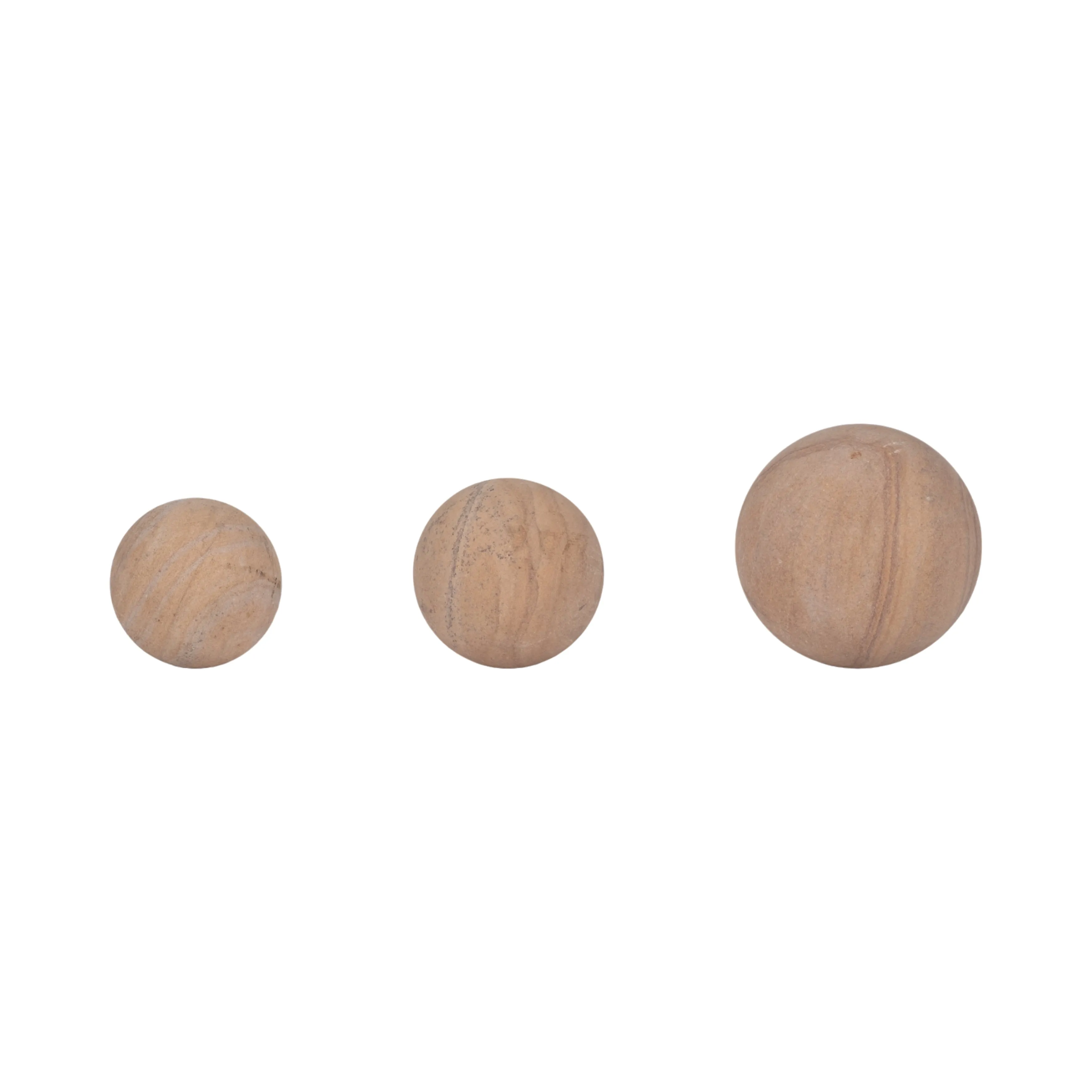 S/3 3/5" MAVERICK SANDSTONE SPHERES, NATURAL
