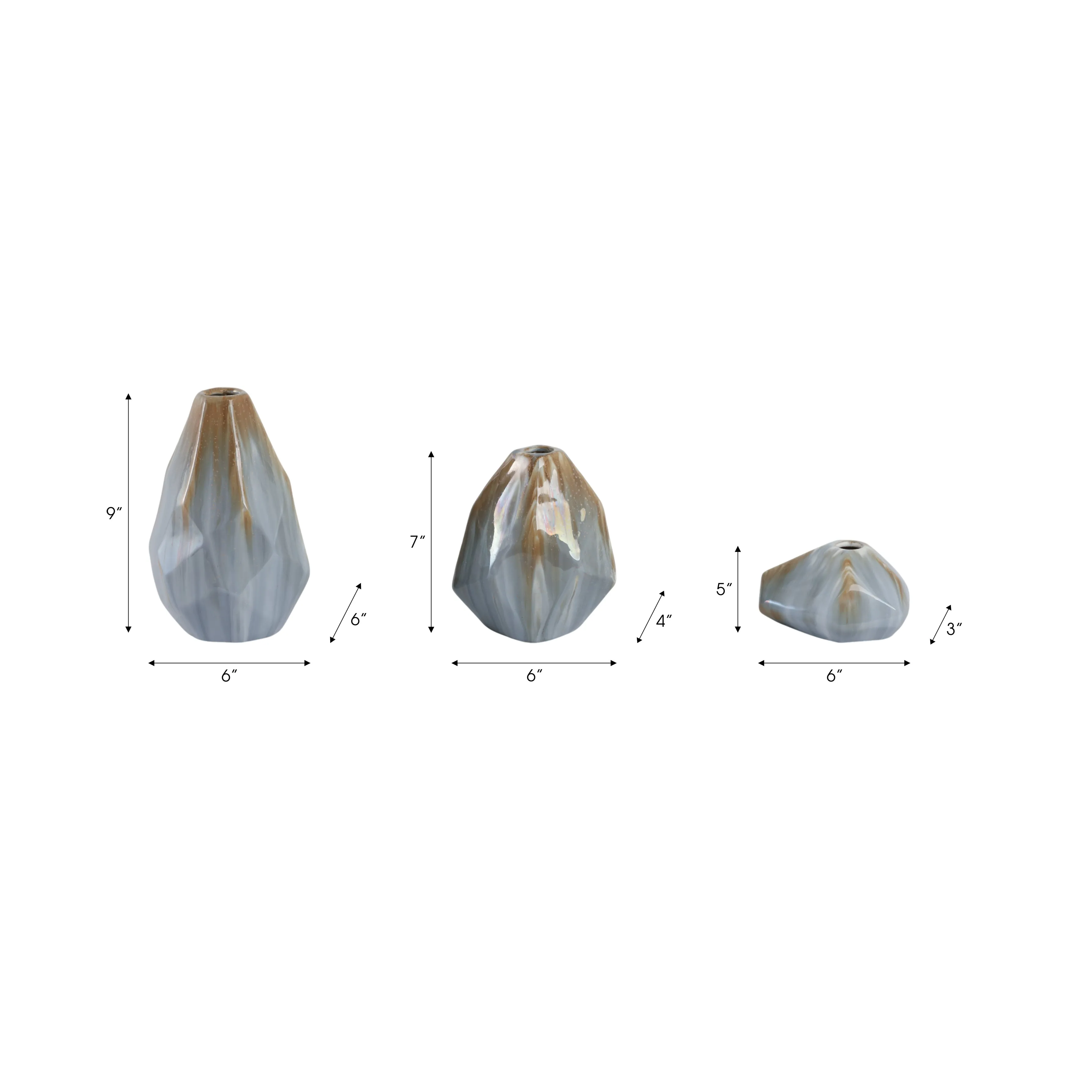 S/3 3/7/9" Canby Ceramic Vases