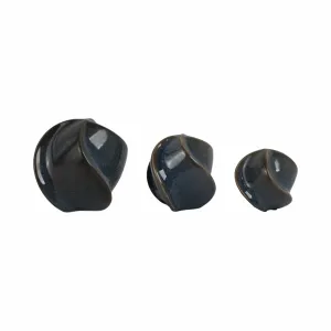S/3 4/5/6" Pella Blue Cer Deco Balls - Set Of 3