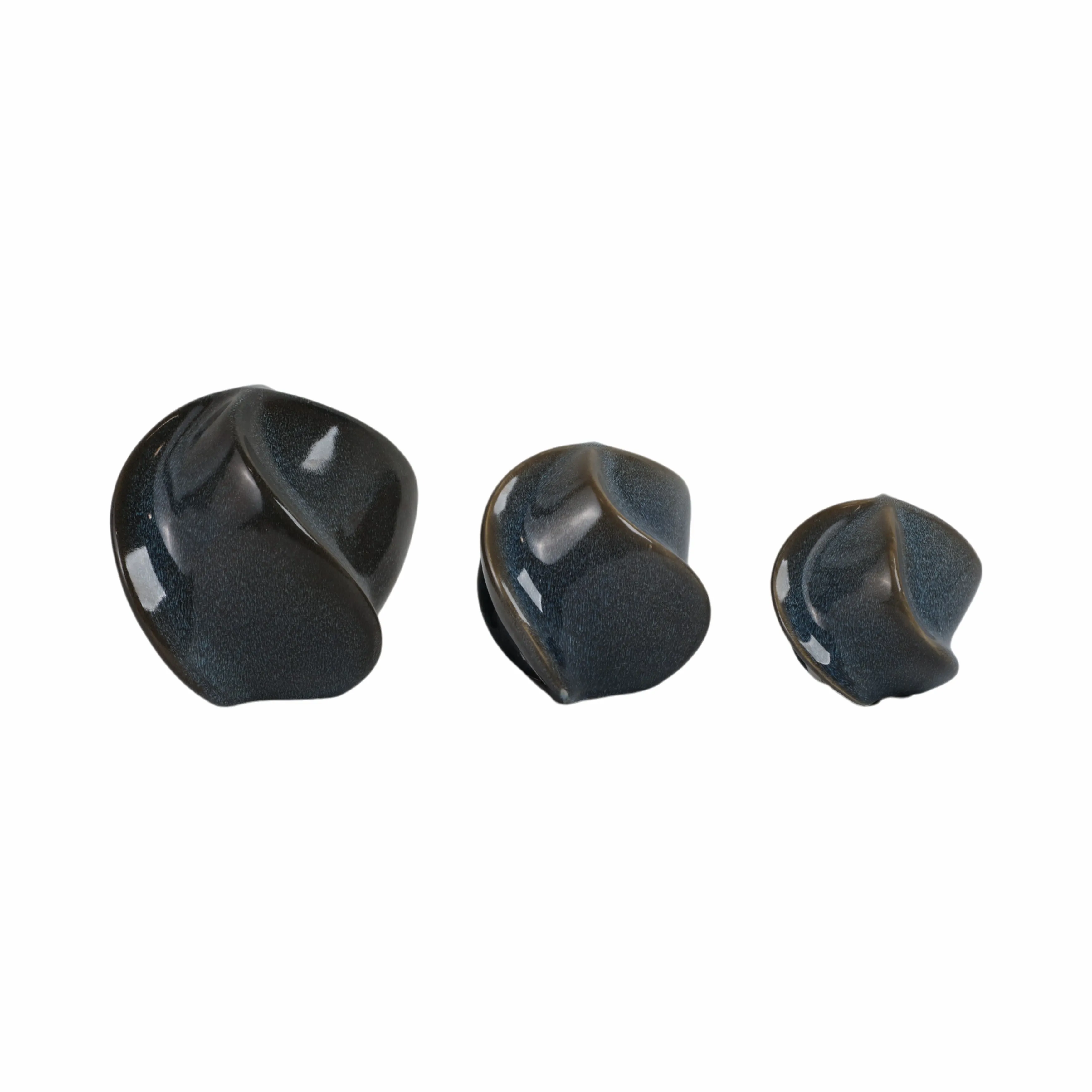 S/3 4/5/6" Pella Blue Cer Deco Balls - Set Of 3