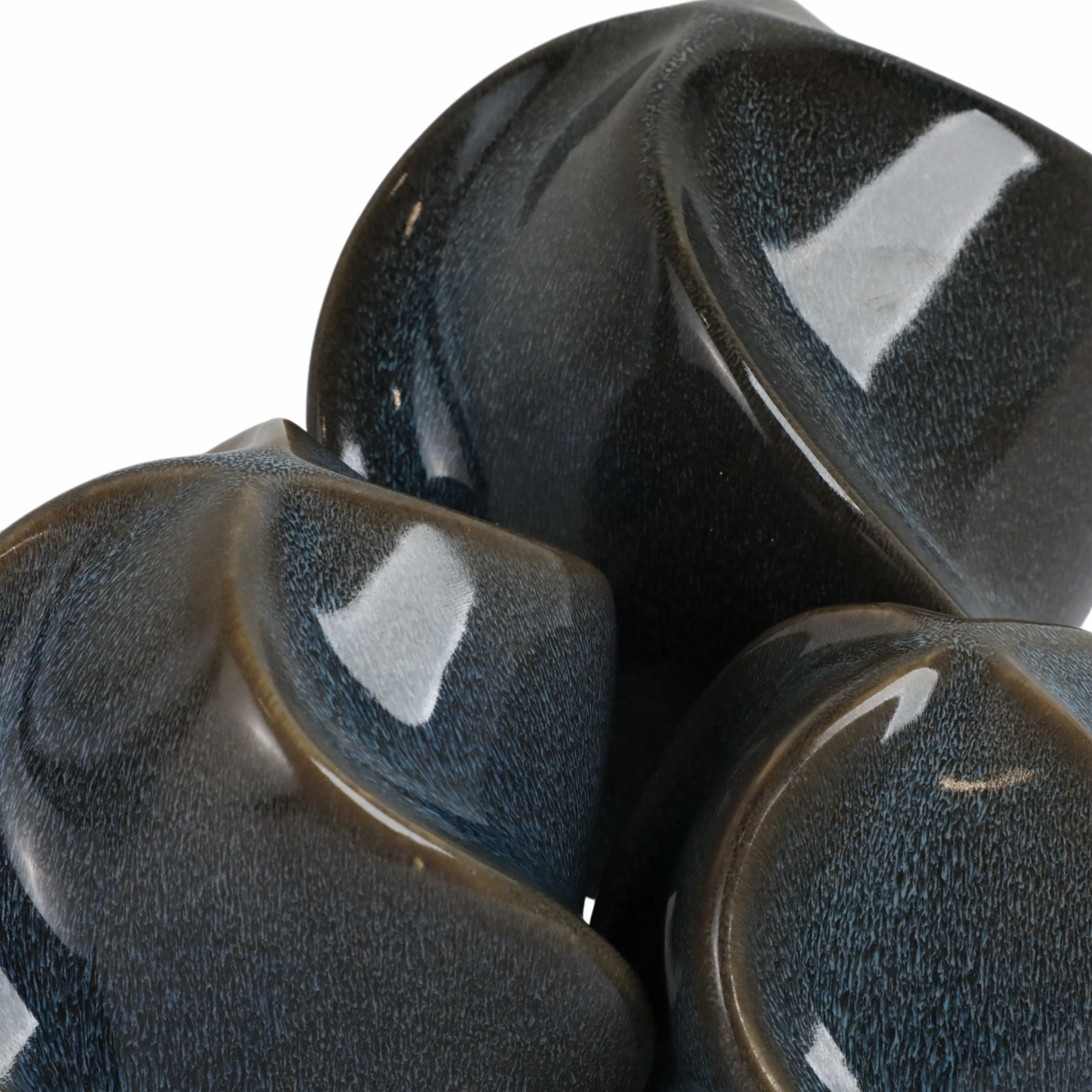 S/3 4/5/6" Pella Blue Cer Deco Balls - Set Of 3