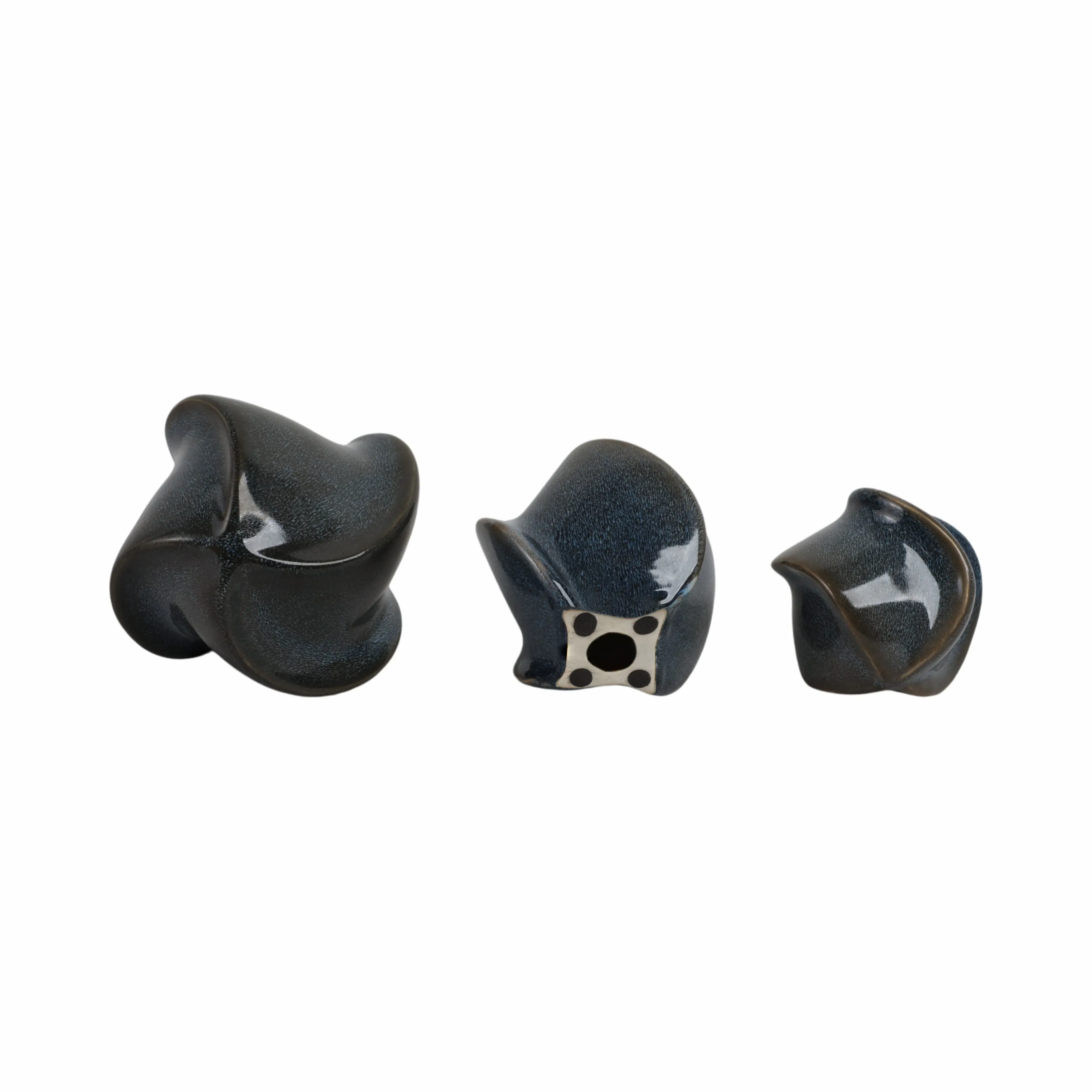 S/3 4/5/6" Pella Blue Cer Deco Balls - Set Of 3