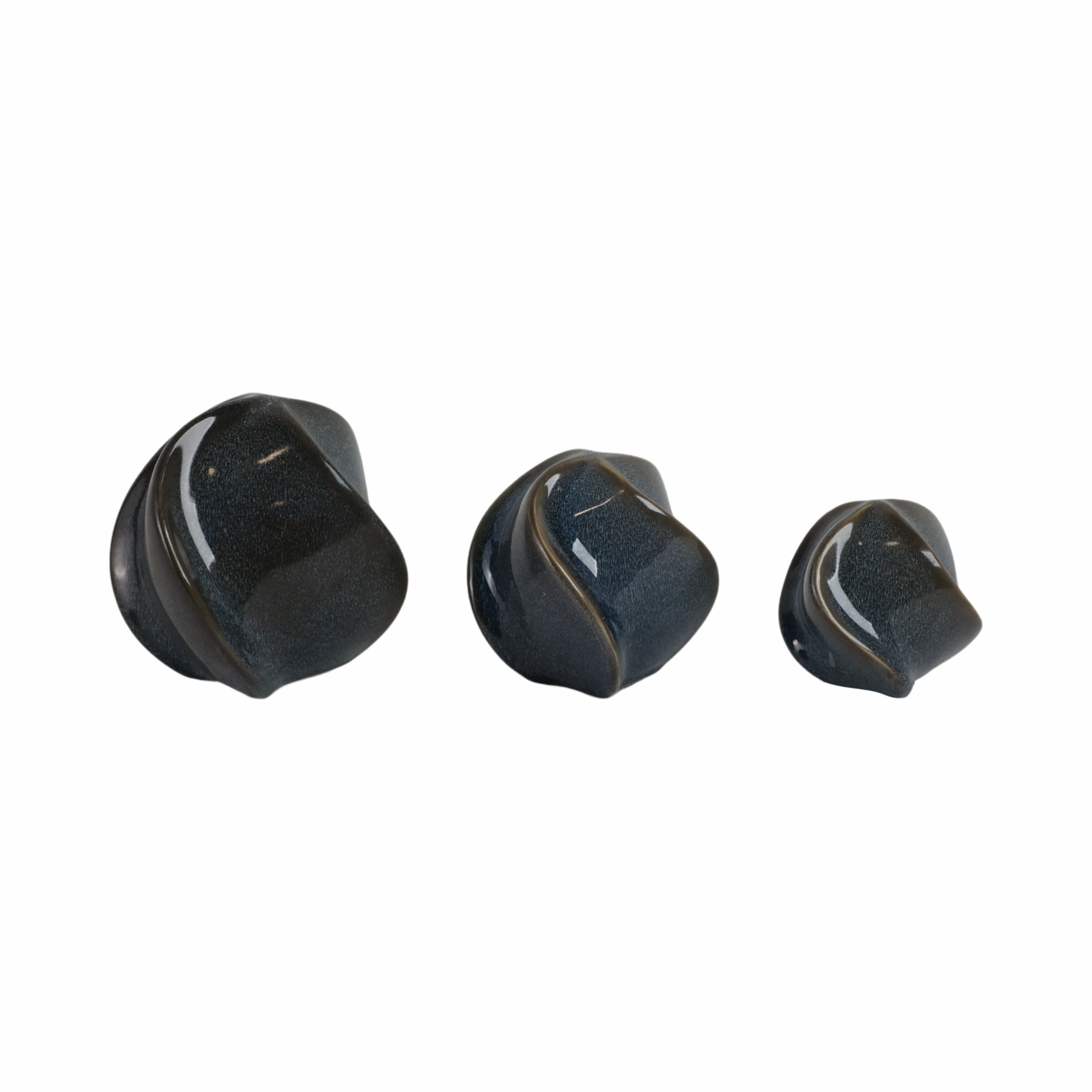 S/3 4/5/6" Pella Blue Cer Deco Balls - Set Of 3