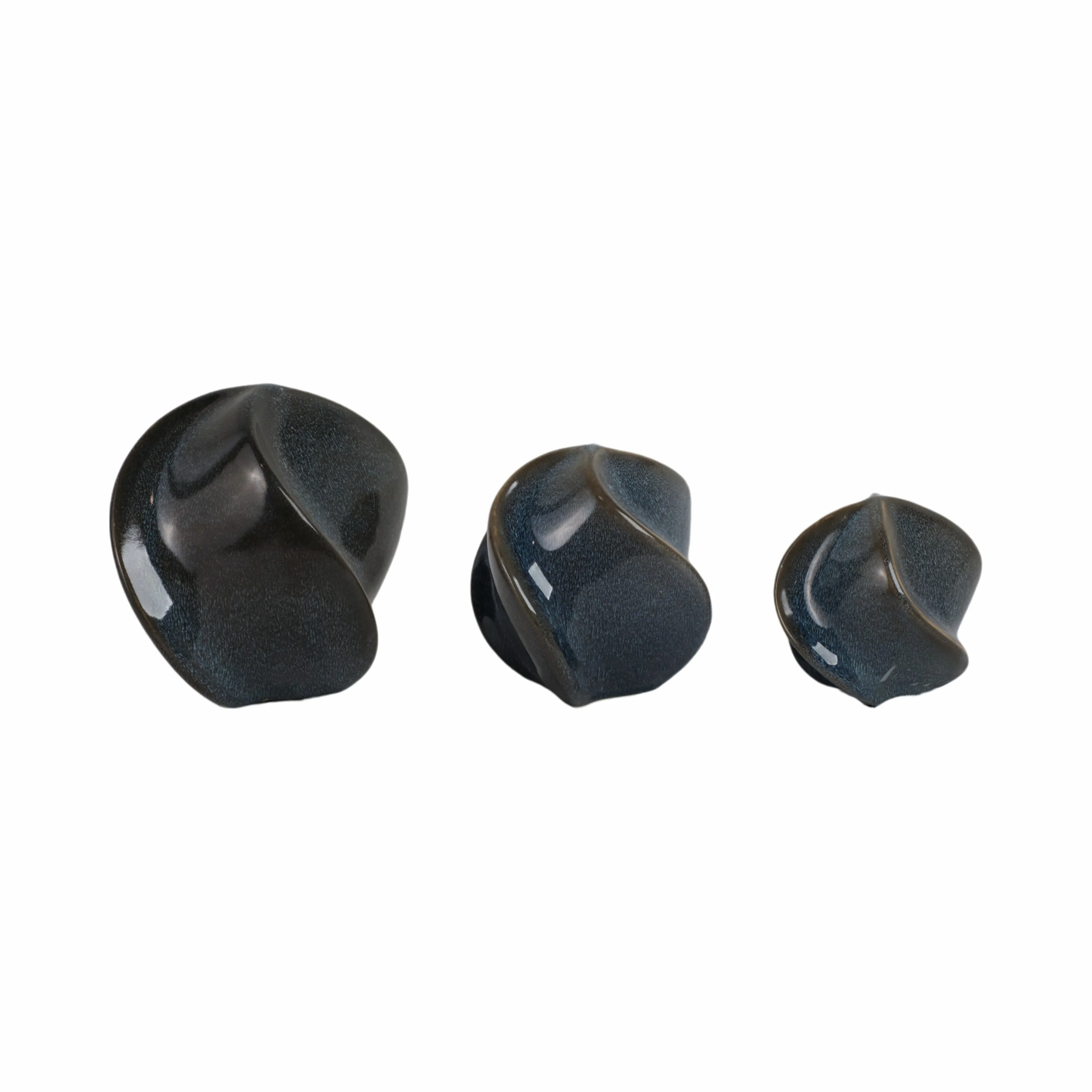 S/3 4/5/6" Pella Blue Cer Deco Balls - Set Of 3