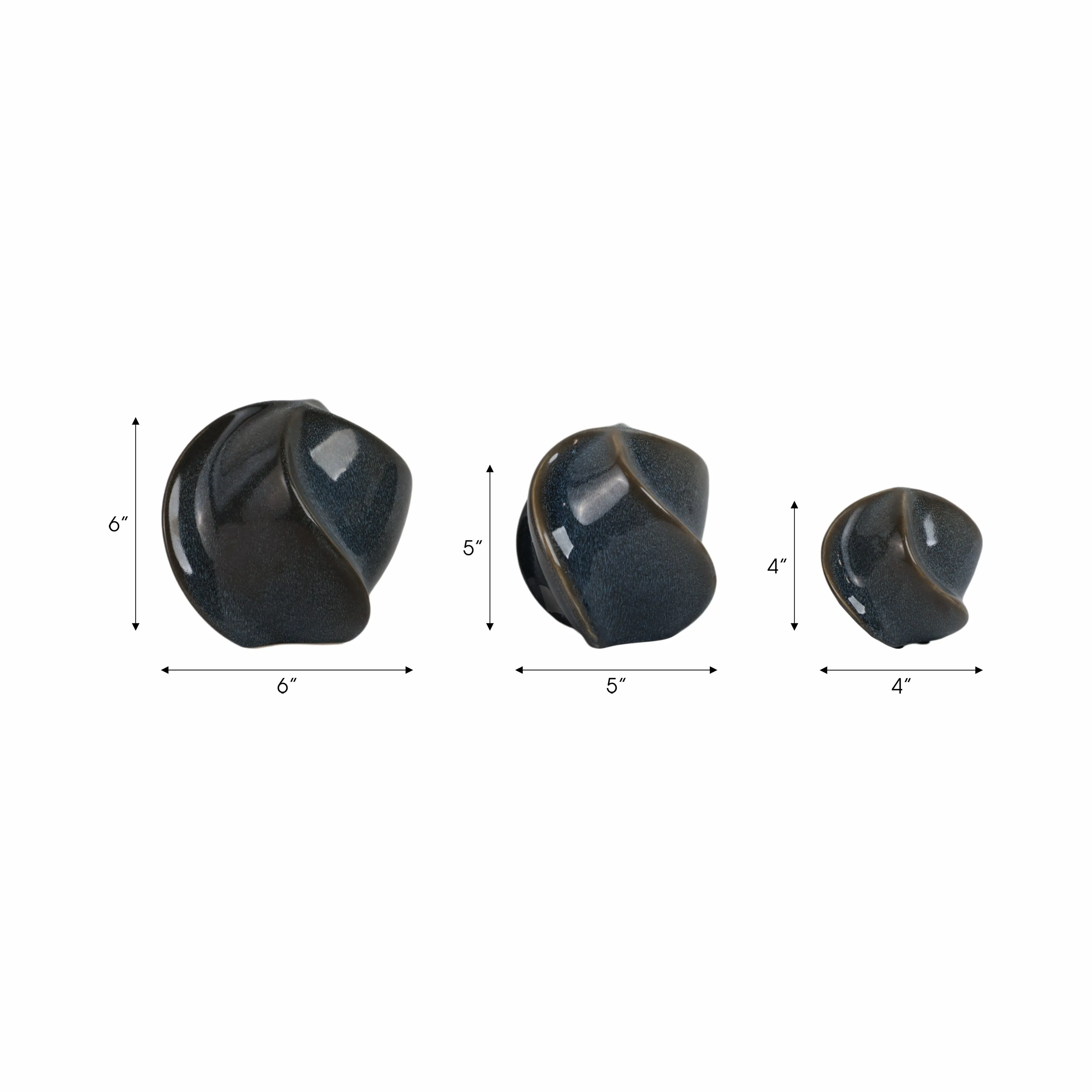 S/3 4/5/6" Pella Blue Cer Deco Balls - Set Of 3