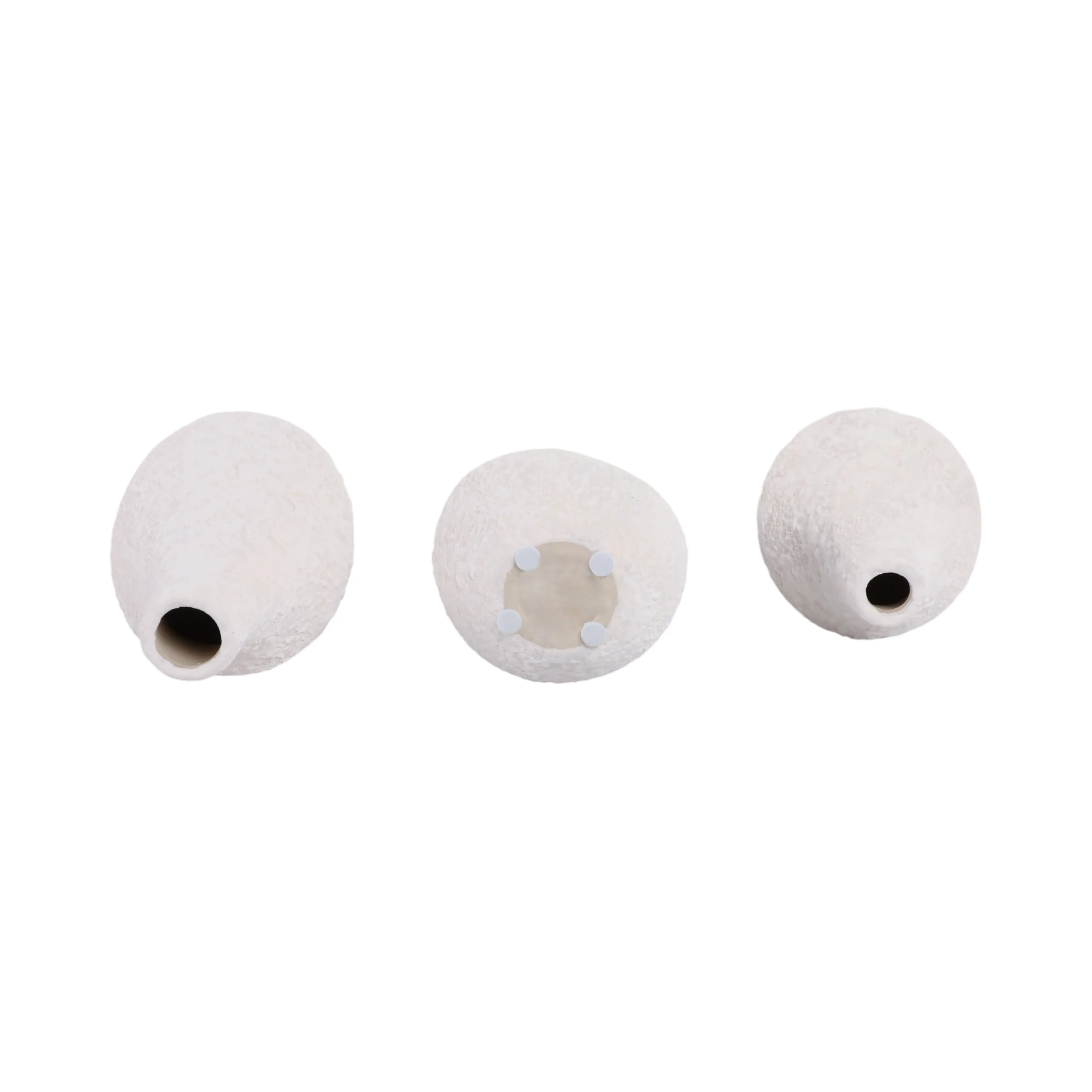 S/3 5/7/9" Klamath Cream Ceramic Vases