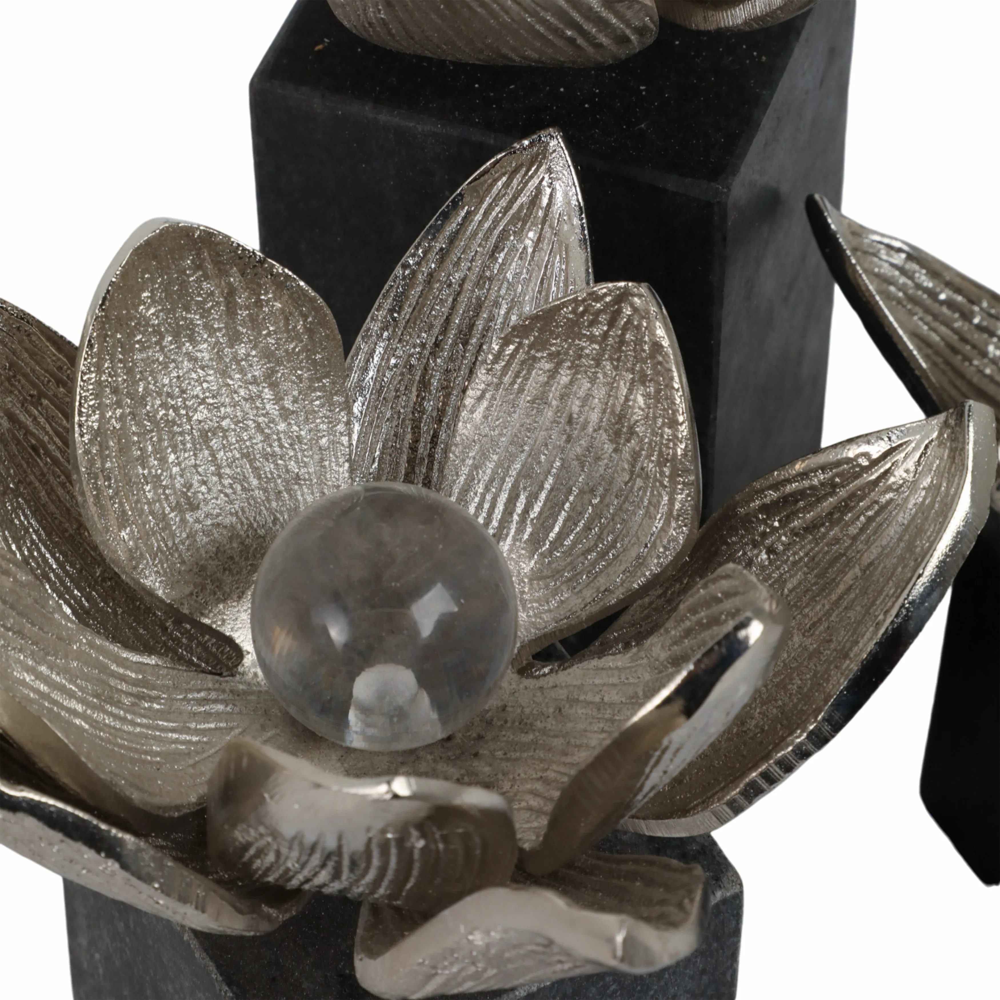 S/3 6/7/10" DARBY SILVER FLOWER STATUARY WITH MARB