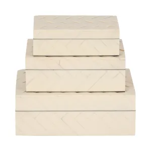 S/3 6/7/9" CHAIN BOXES, IVORY
