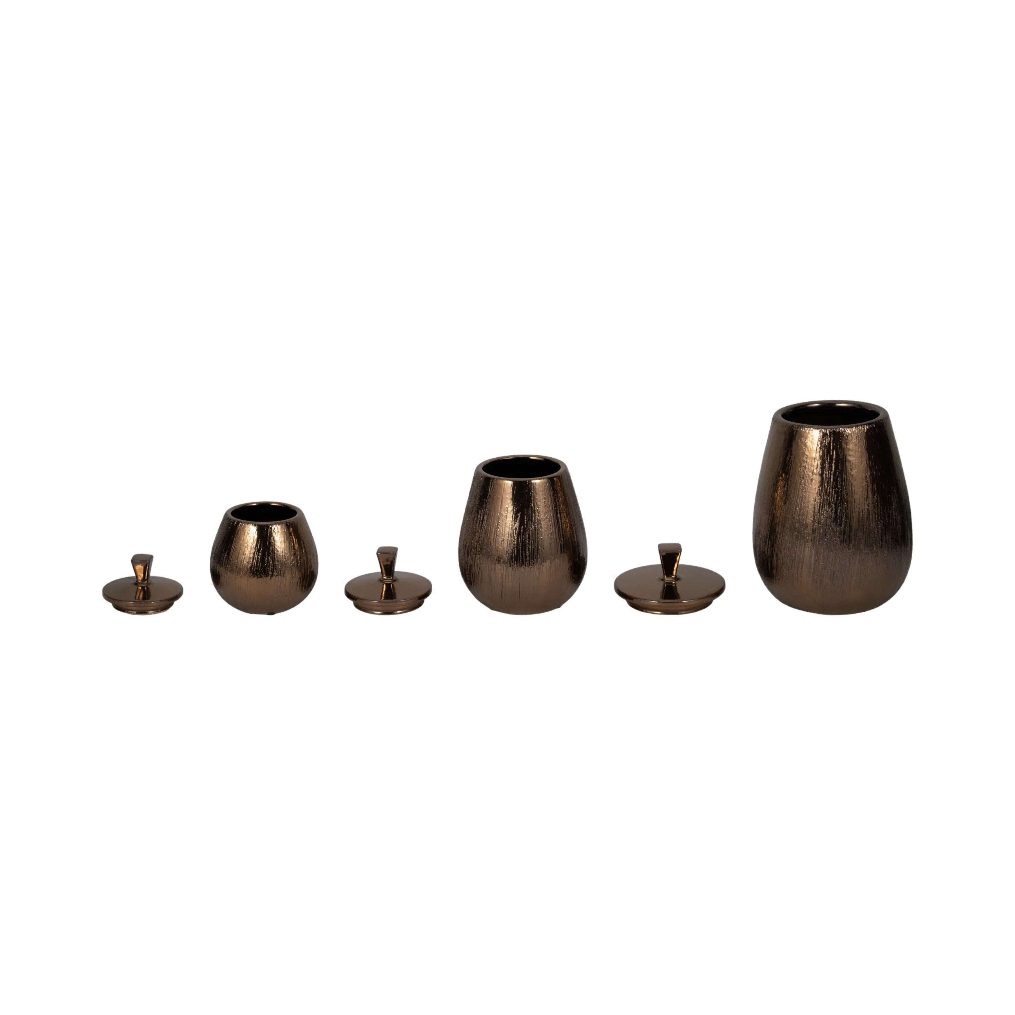 S/3 7/9/11" Tiziano Ceramic Bronze Jars