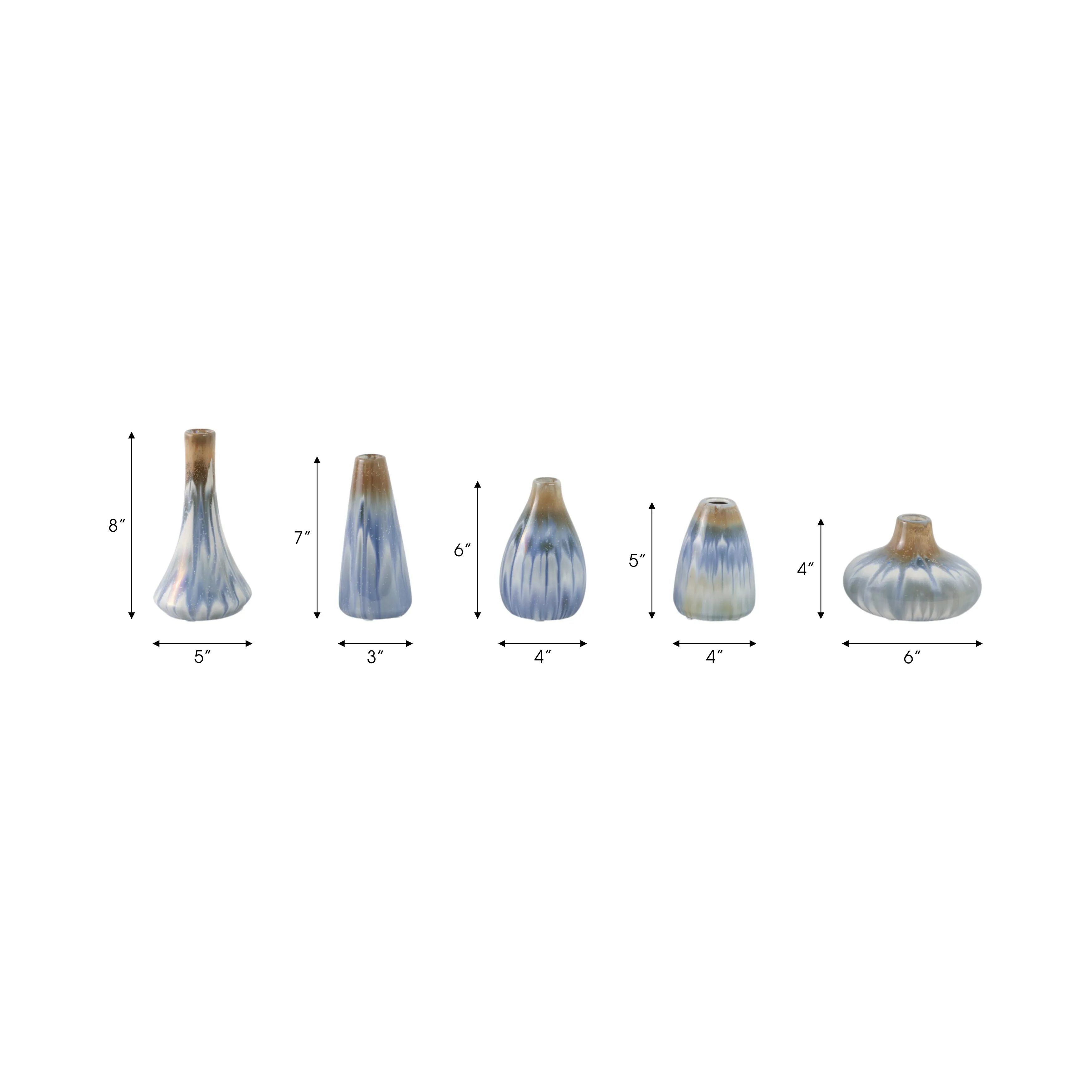 S/5 4/5/6/7/8"  Medford Ceramic Vases