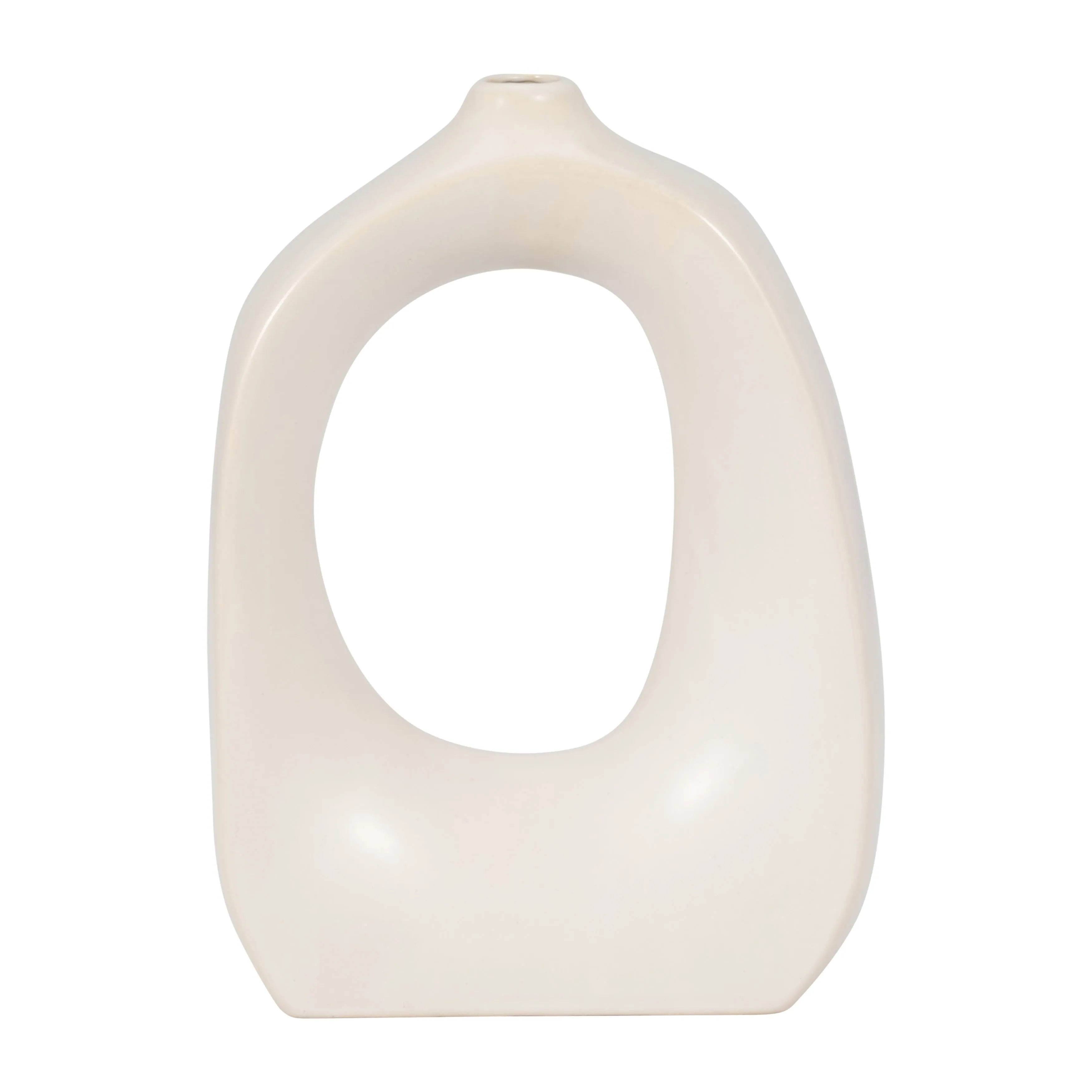 STONEWARE 11" CURVY CUT-OUT VASE, COTTON